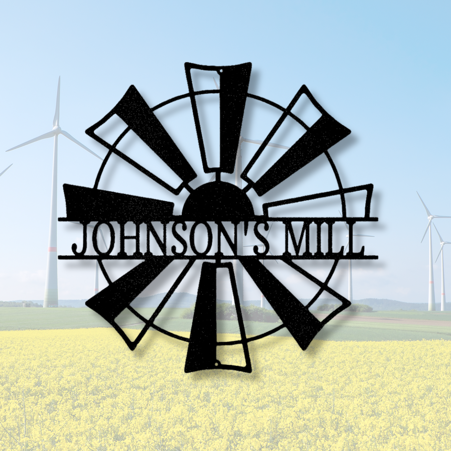 Windmill Monogram, Personalized Windmill Metal Sign, Custom Farmhouse Sign, Family Name Windmill Plaque, Garden Metal Sign, Gifts For Her