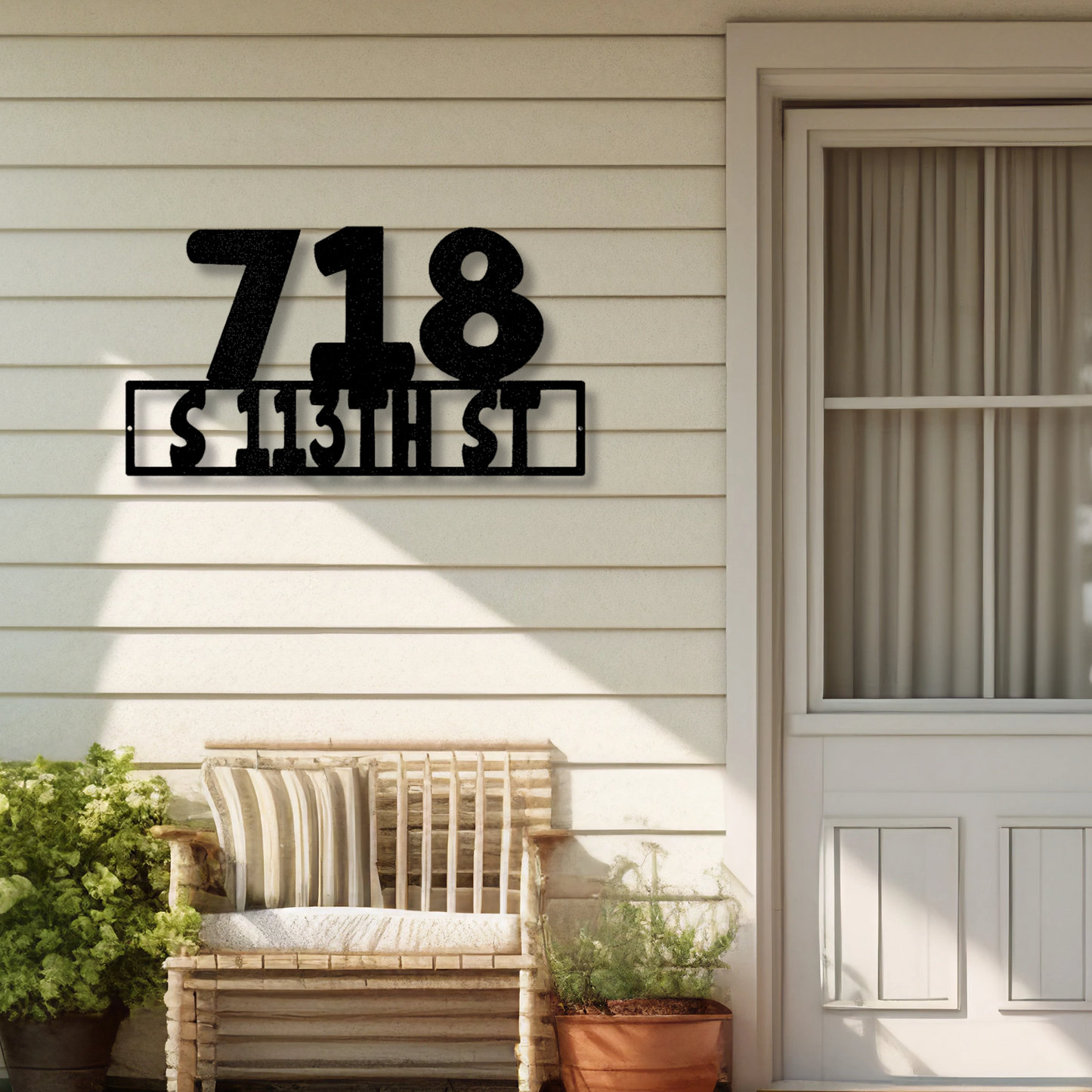 Custom Address Metal Sign, Personalized Address Monogram, Front Door Sign, Front Porch Hanging, Home Address Sign.
