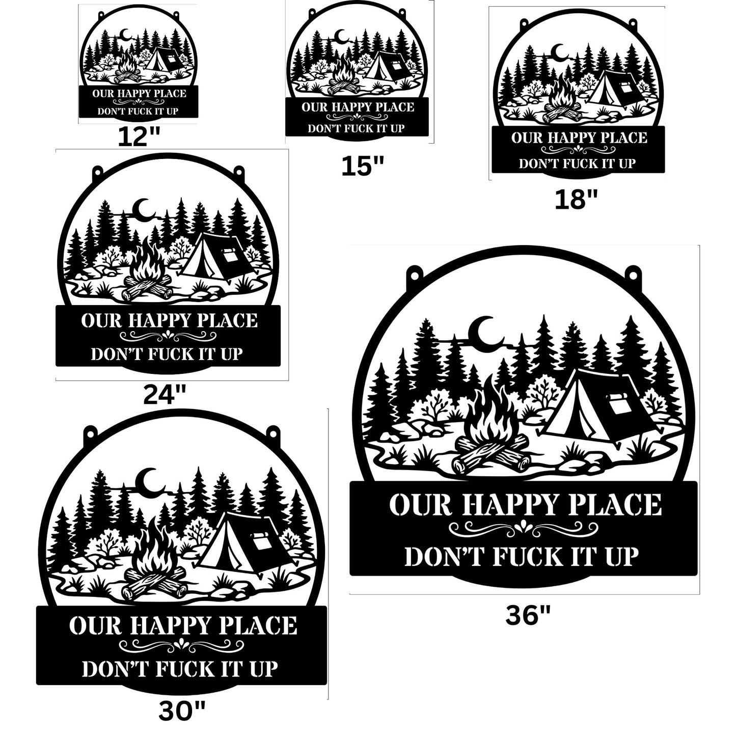 Personalized Camping Scene Metal Sign, Custom Camper Metal Sign, Personalized Camping Decor, Metal Camp Sign, Outdoor Cabin Sign, RV Campfire Monogram, Camper Trailer Gift