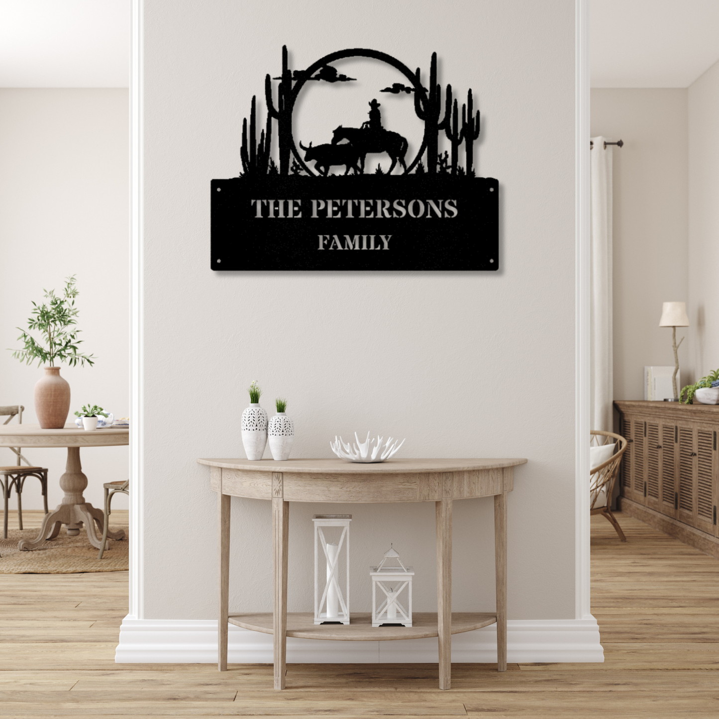 Personalized Cowboy Metal Sign, Custom Name Wall Art, Horse Farm Sign, Ranch Address Metal Sign, Equestrian Wall Art, Wedding Gift, Living Room Decor