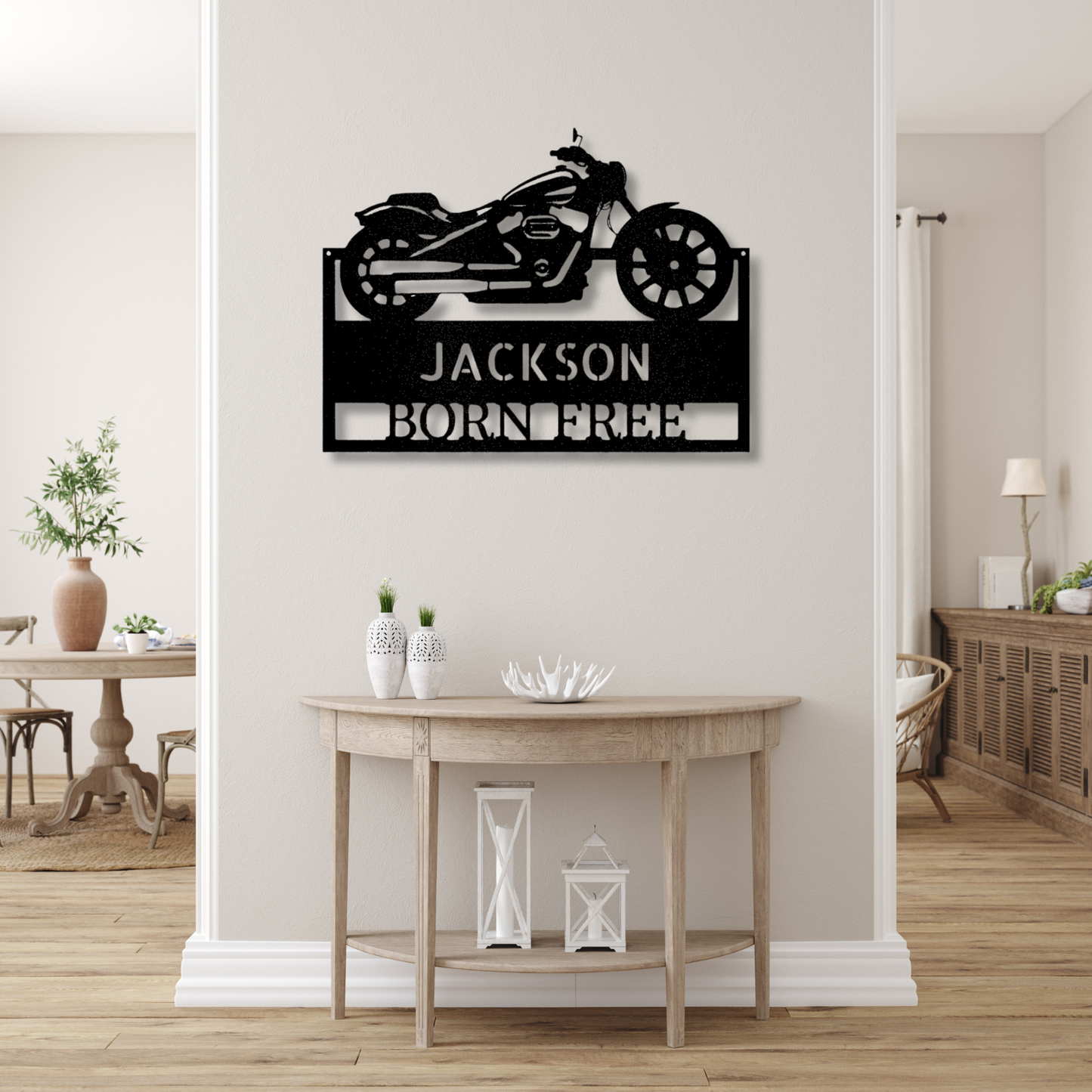 Custom Moto Shop Metal Sign, Personalized Name Motorcycle Monogram, Garage Wall Art Hanging, Birthday Gift For A Rider, Wall Art Decor.
