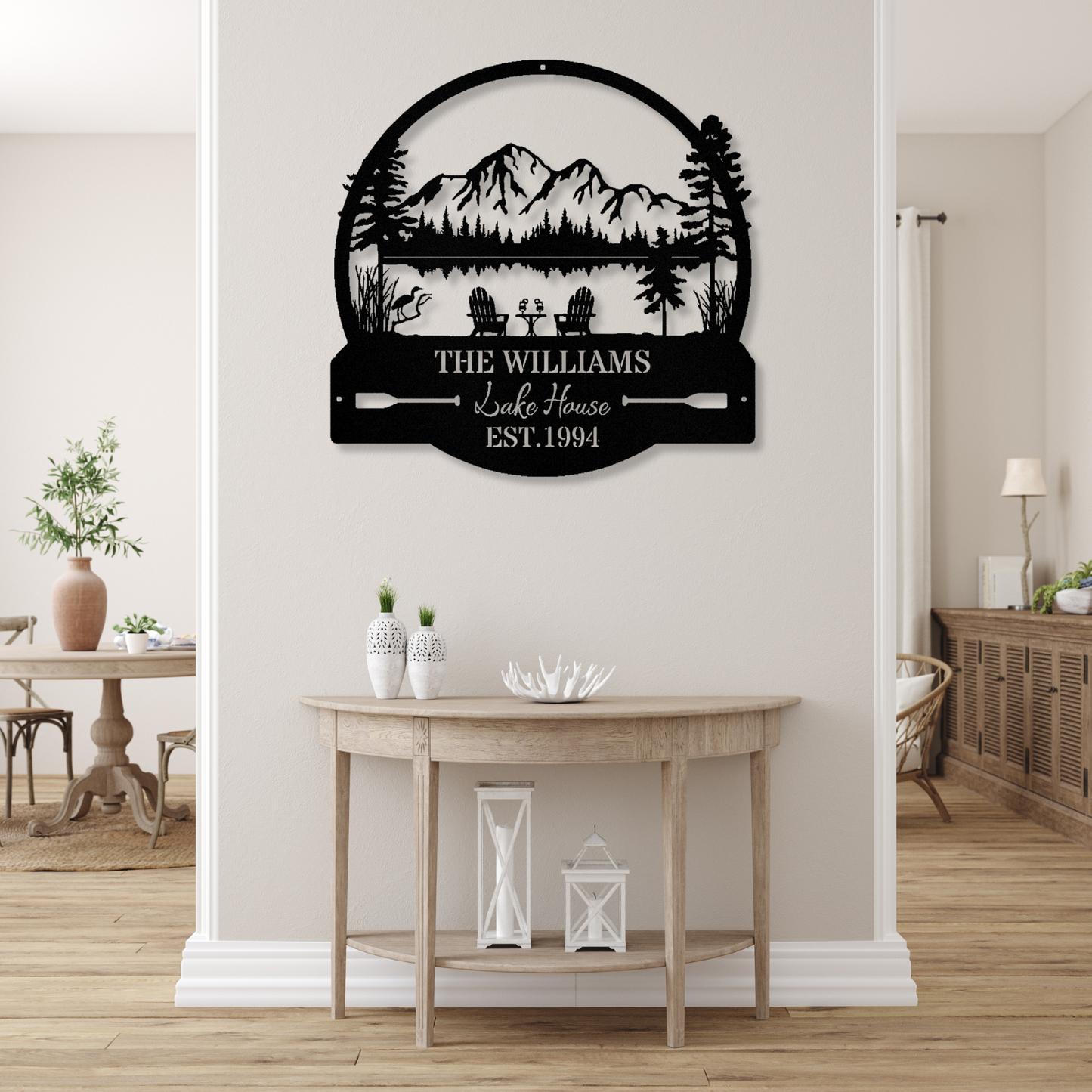 Lake House Wall Metal Sign, Farmhouse Gift, Mountain House Sign, Family Name Sign, Campsite Decor, Cabin Wall Decor, Address Sign, Est. Sign