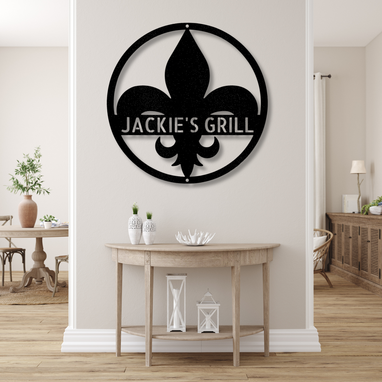 Custom Fleur De Lis  Metal Sign, Personalized Name Front Door Art Sign, Housewarming Monogram, Welcome Wall Art Decor, Front  Door  Hangings.