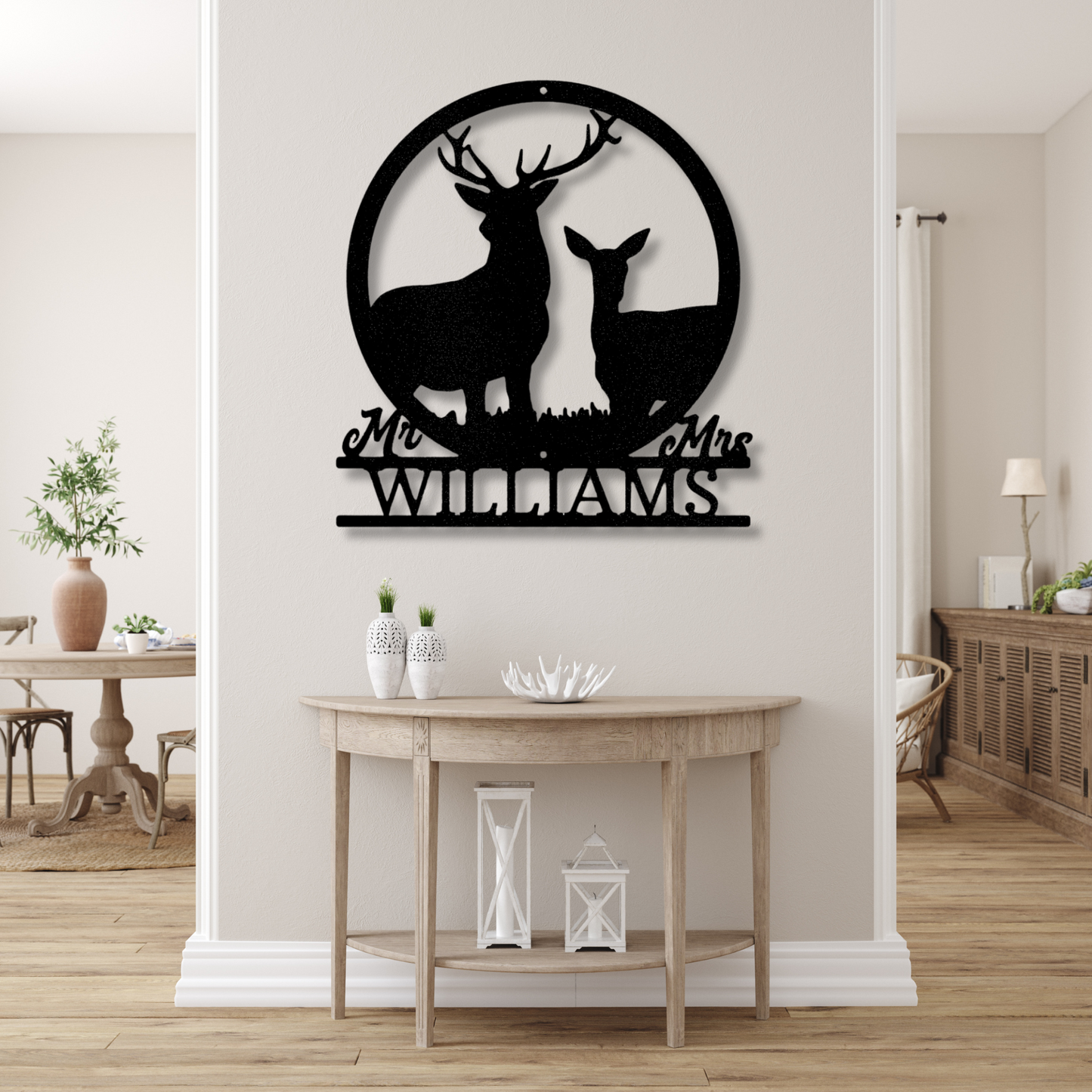 Custom Stag and Doe Metal Sign, Personalized Last Name Metal Art Sign, Engaged Couple Name WalI Art Decor, Living Room Wall Art, Anniversary Gift For Couple