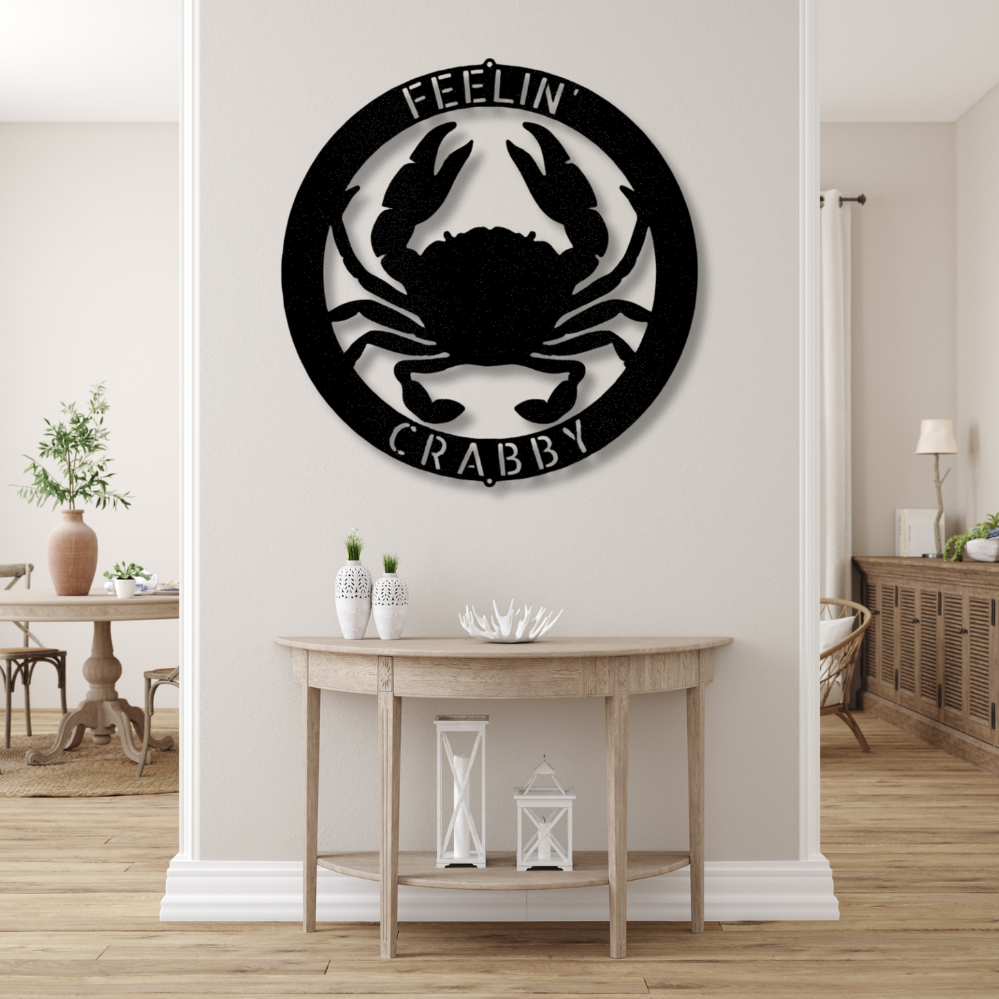 Custom Crab Ring Name Metal Art Sign, Personalized Crab Family Name Wall Art Decor,  Beach  House Wall Hangings, Personalized  Crab Door Decor, Housewarming Gift.