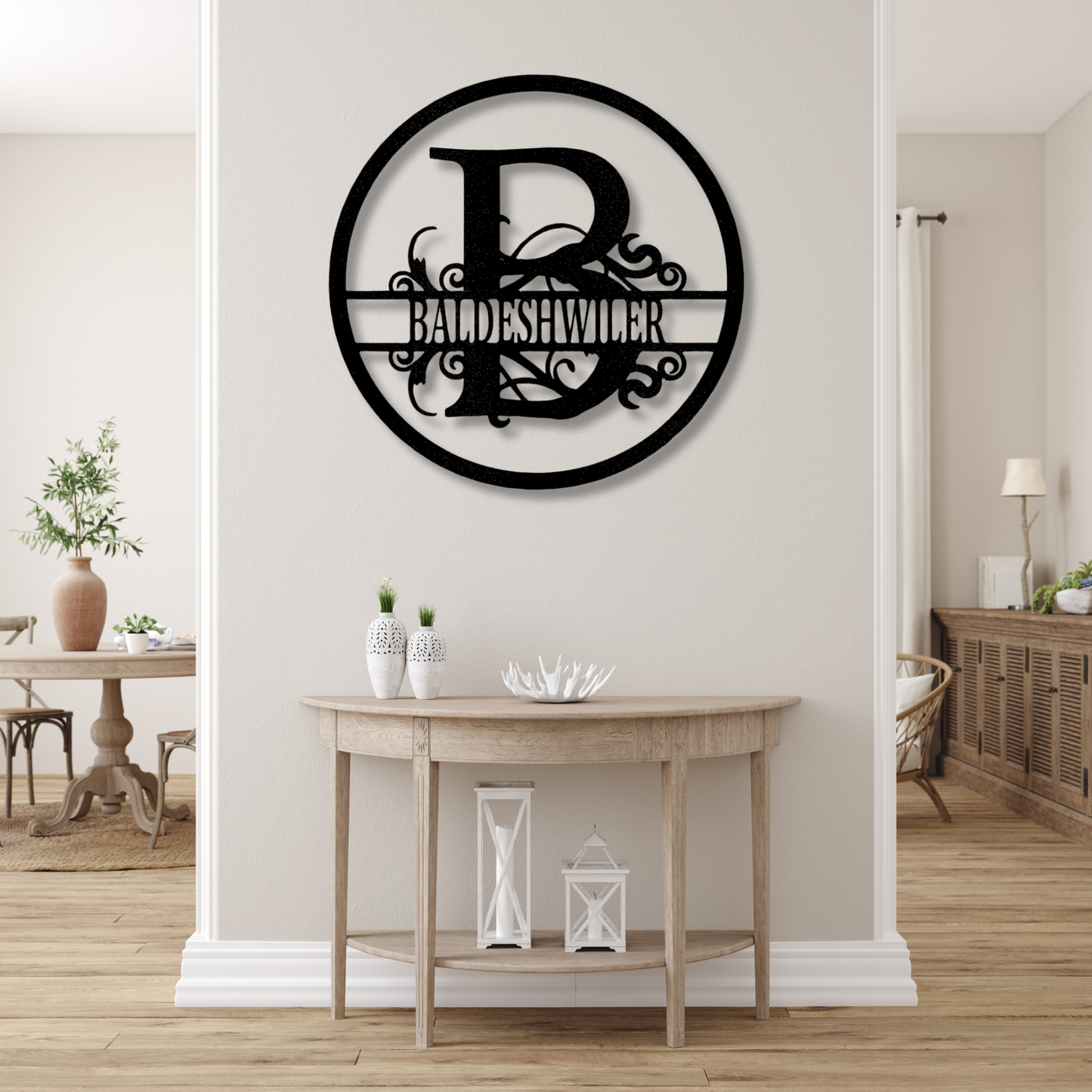 Custom Split Circle Metal Sign, Personalized Split Circle Monogram, Housewarming Decor, Indoor Wall Hanging, Christmas Gift, Birthday Gift.