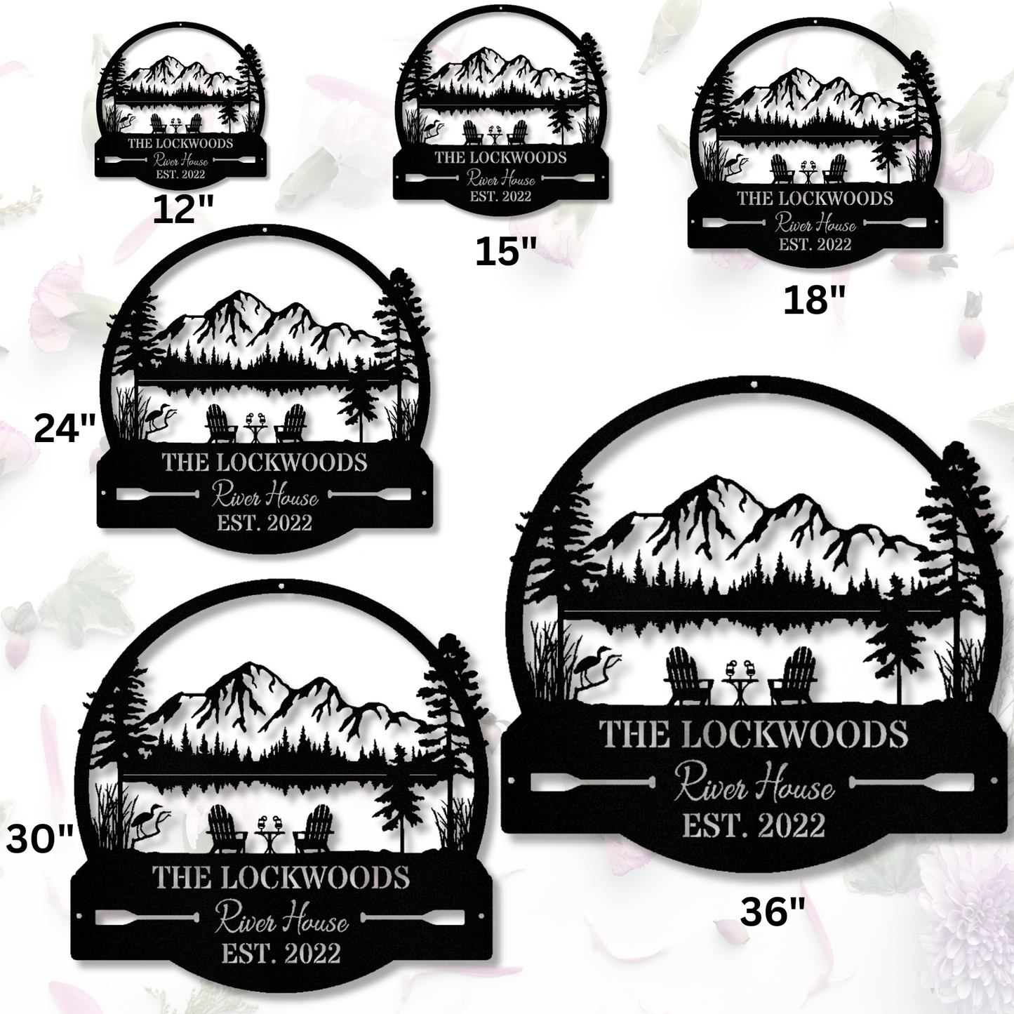 River House Cabin Wall Metal Sign, Farmhouse Metal Sign, Mountain House Sign, Family Name Sign, Pine Tree Custom Metal Sign, Grandpa Gift,