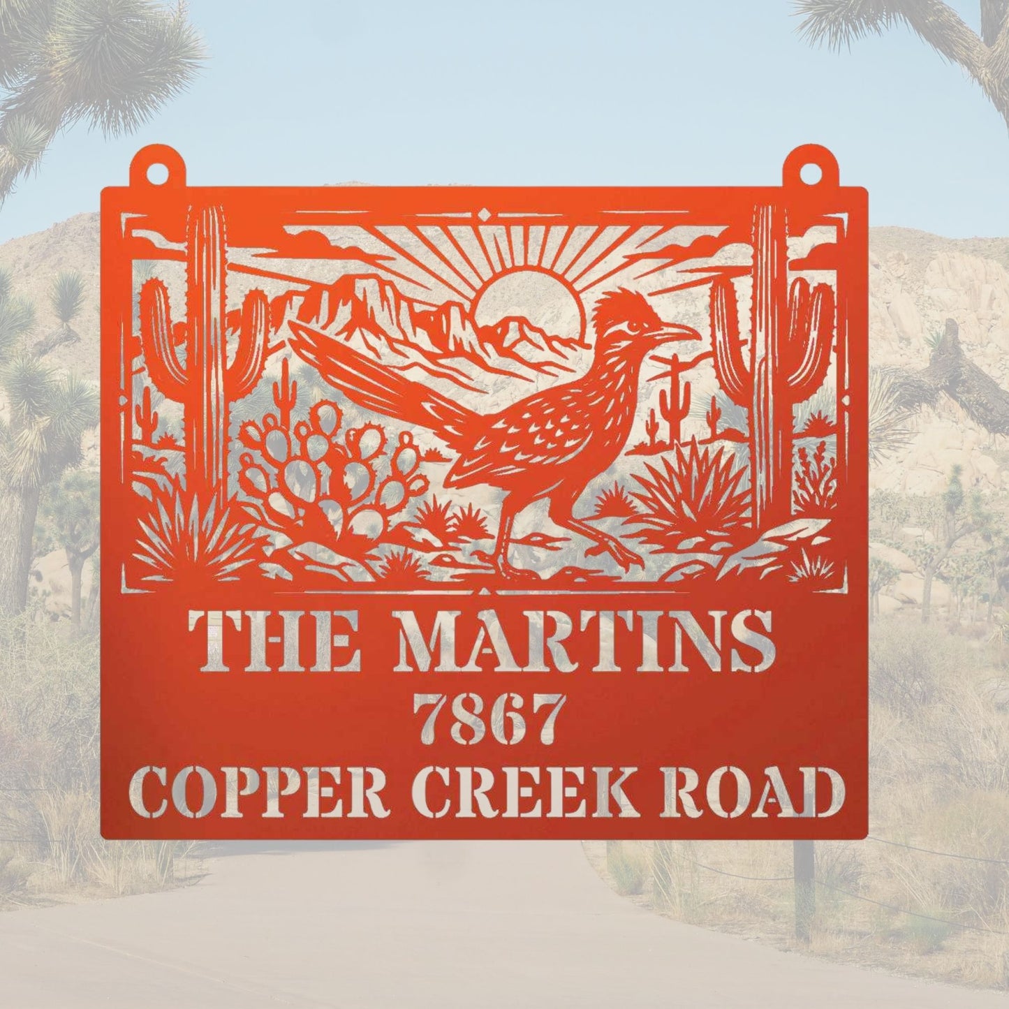 Custom Road Runner Address Sign, Metal House Numbers Plaque, Personalized Family Name Sign, New Home Gift, Outdoor Metal Wall Art, Decor
