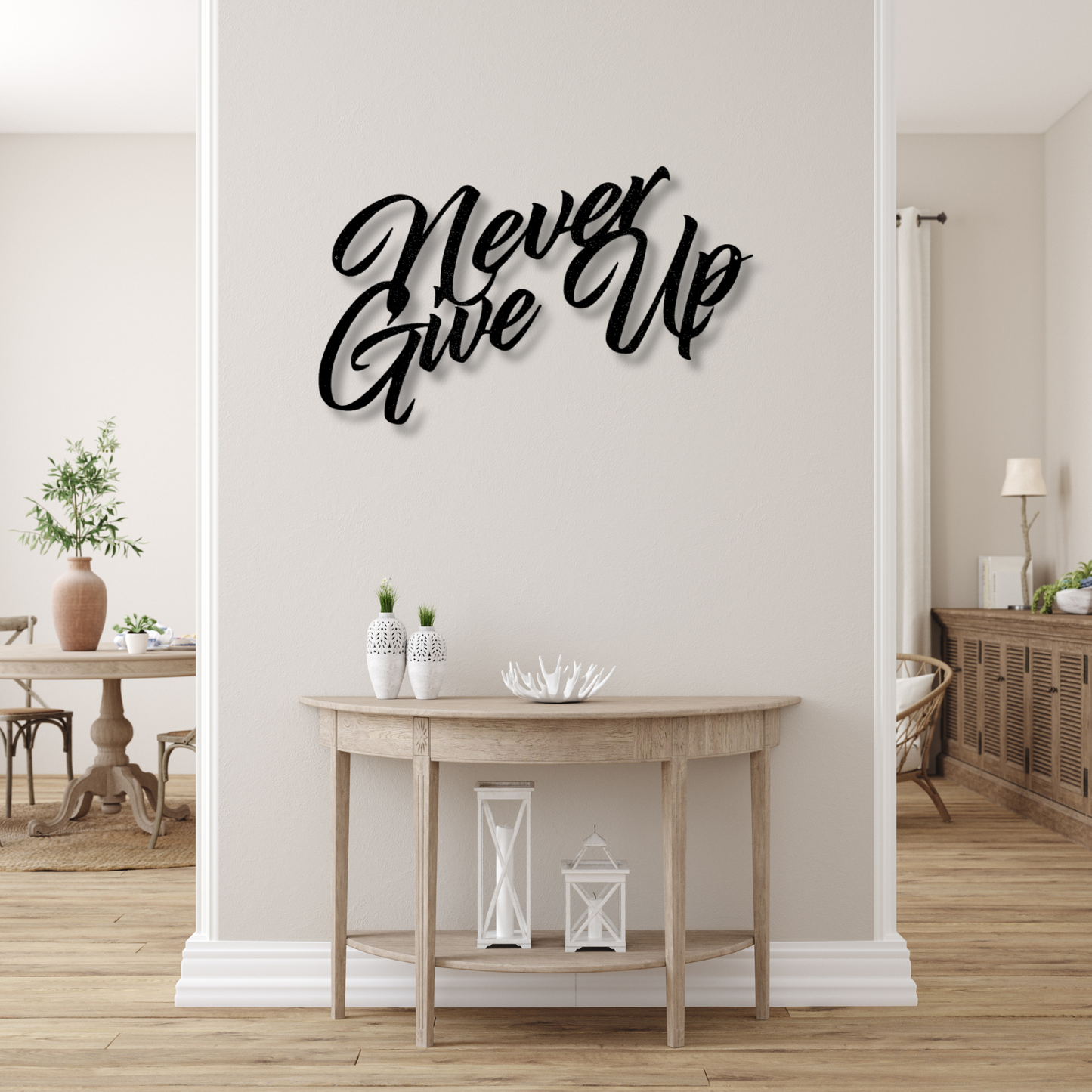 Never Give Up Metal Sign, New Home Sign, Housewarming Gift, Living Room Decor, Wall Hanger, Christmas Gift, House Closing Gift Gift For Her