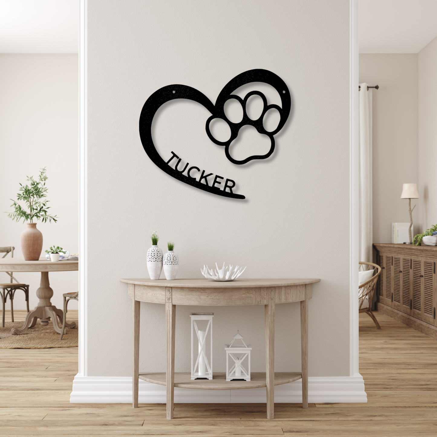 Custom Puppy Love Metal Steel Sign, Personalized Puppy Love Paw Print Sign, Pet Name Art Sign, Dog Lover Gift.