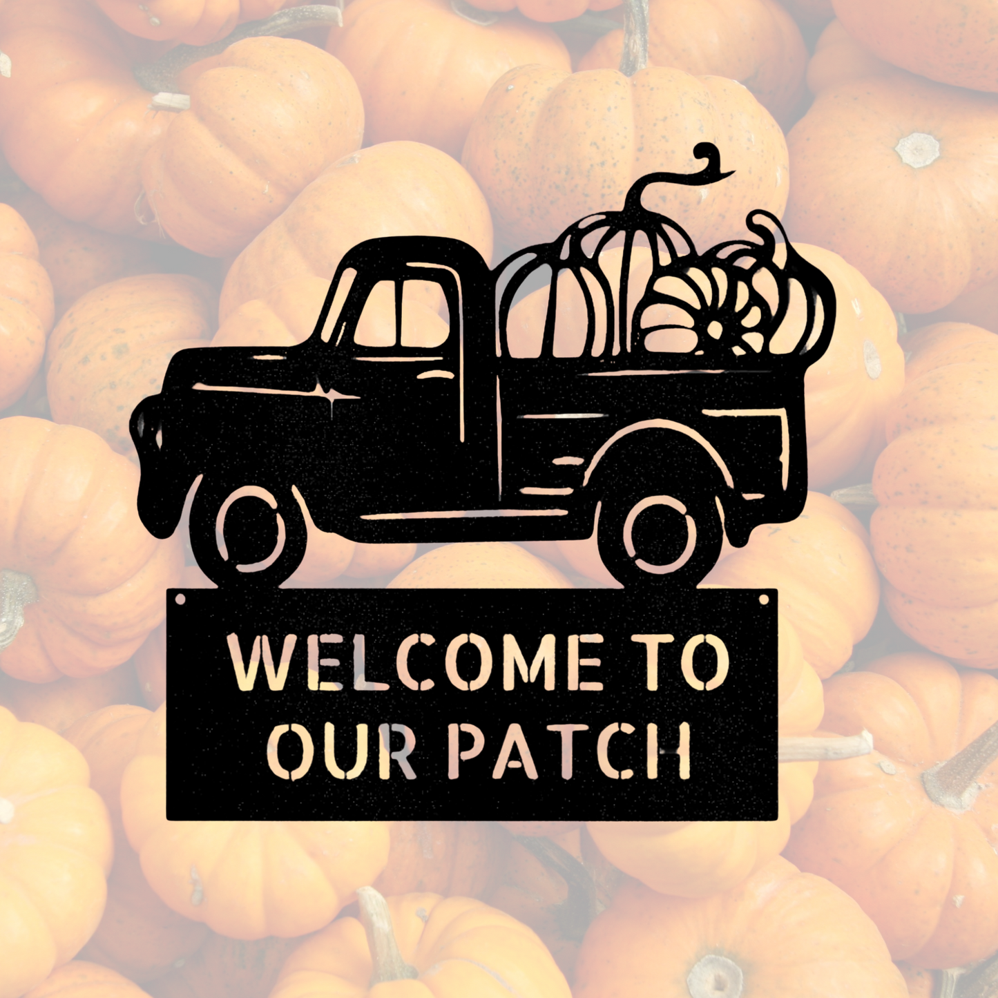 Personalized Pumpkin Truck Metal Sign, Custom Name Gift For Farmer, Indoor Outdoor Hanging, Farm Name or Family Name Metal Sign Address Sign