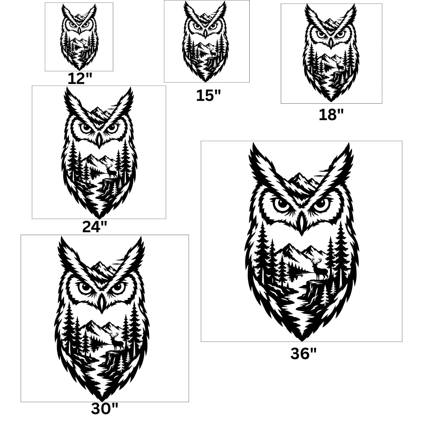 Owl Silhouette Metal Wall Art | Forest Bird Metal Sign | Woodland Nature Wall Decor | Outdoor Patio Decor | Cabin & Farmhouse Decor Gift