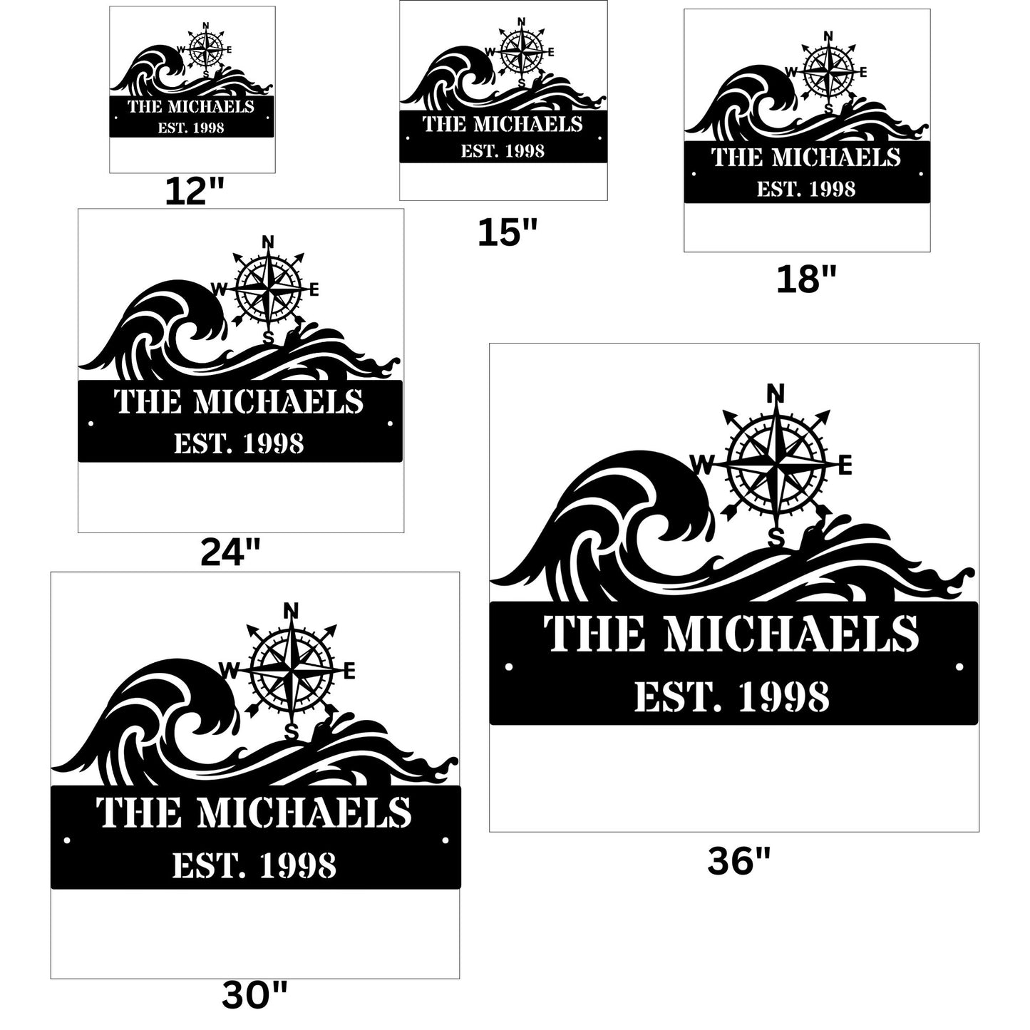 Personalized Nautical Compass Metal Sign, Custom Compass Wall Art, Nautical Decor, Maritime Home Decor, Metal Wall Sign Gift