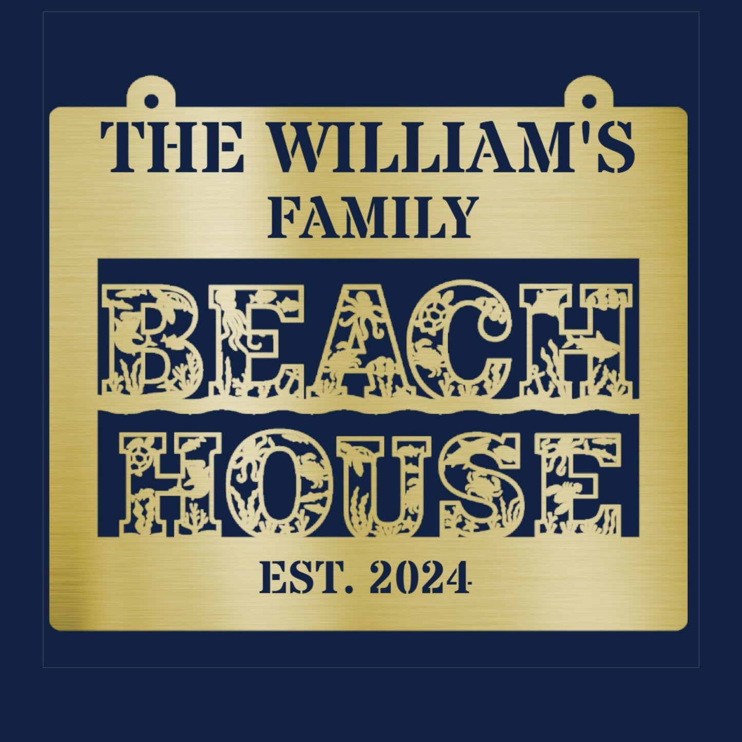 Personalized Family beach house metal sign, Custom beach decor, coastal home wall art