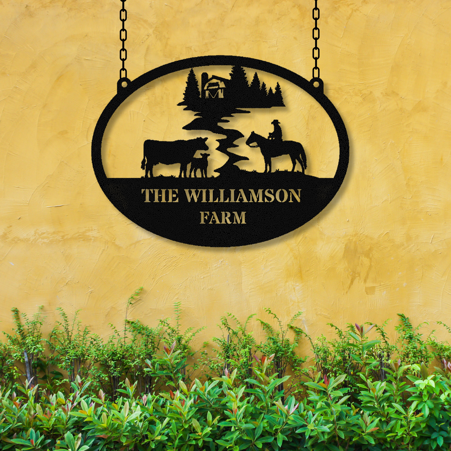 Horse Farm Hanging Addrress Metal Sign, Ranch Metal Sign, Farmhouse sign, Couple Name Plaque, Country Home Decor, Equestrian Metal Art