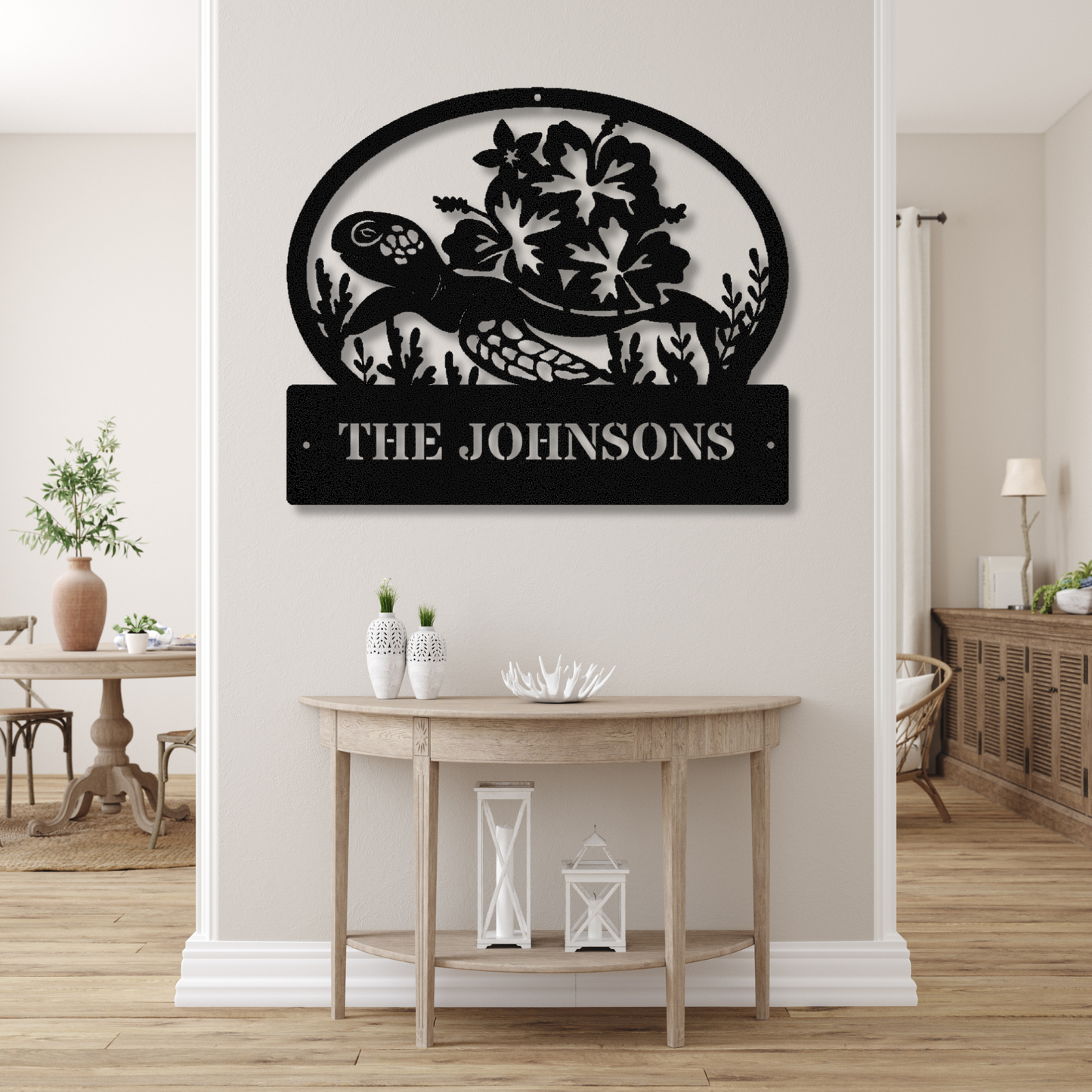 Customized Turtle Metal Wall Decor, Pool Metal Sign, Aloha Wall Art, Beach House Decor, Last Name  Family Name Wall Sign, Lake House Sign