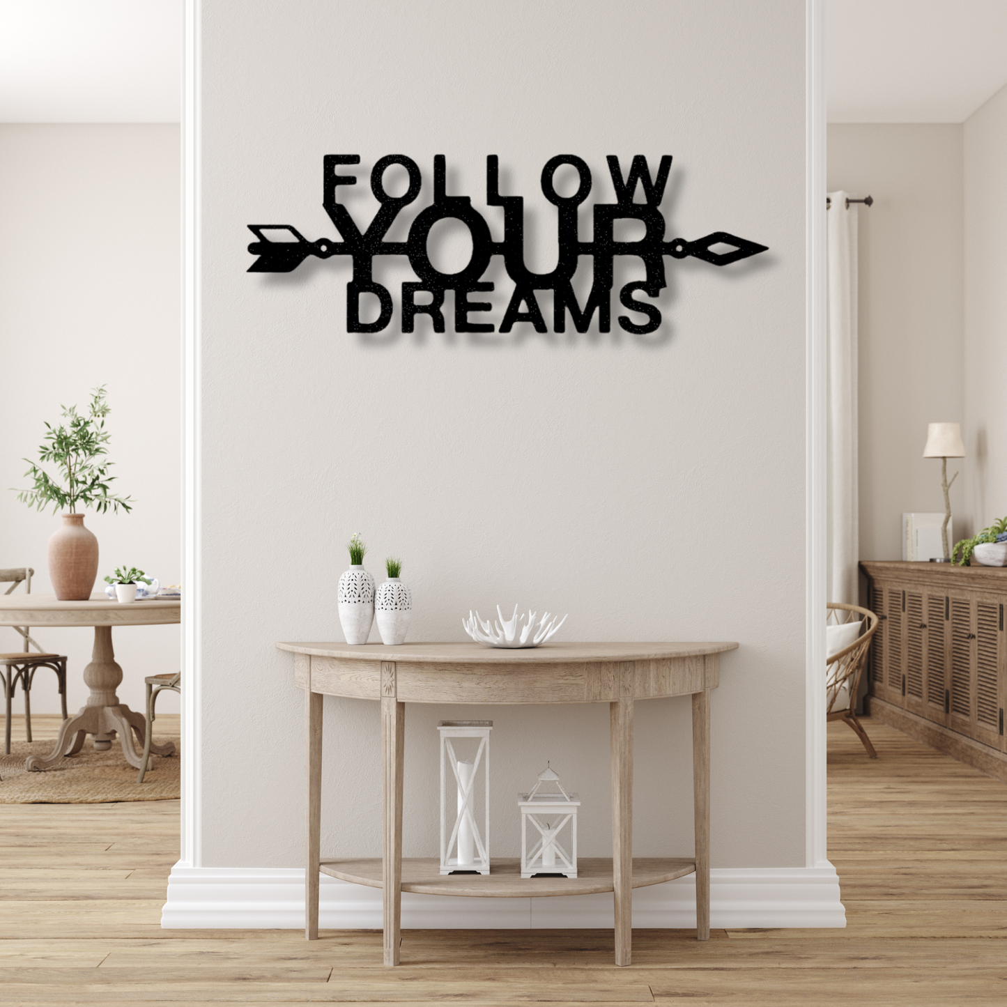 Follow Your Dreams Metal Sign, Kids Room Wall Art, Inspirational Decor, Motivational Metal Art, Dream Quote Sign, Locker Room Wall Decor