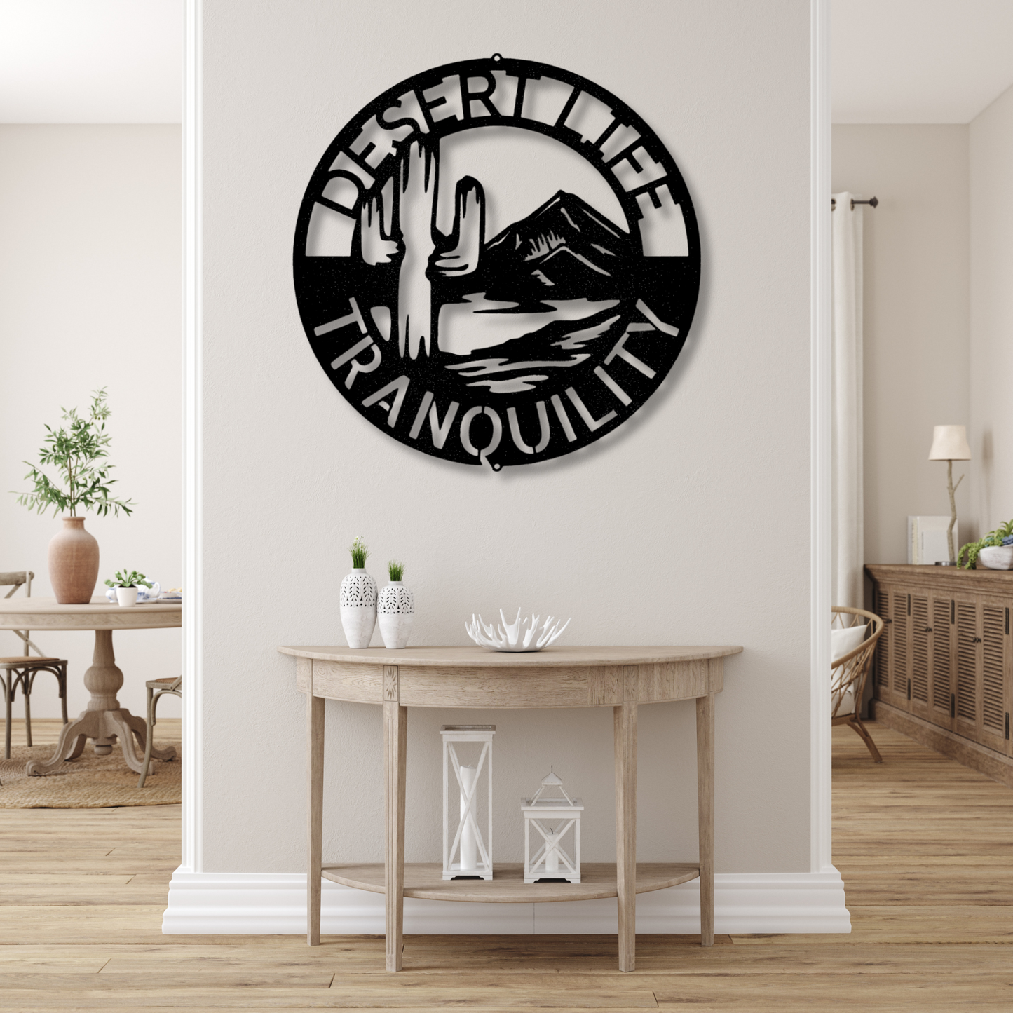 Custom Desert Life Metal Sign, Personalized Cactus Mountain Wall Art Decor, Birthday Gift For Dad, Home Wall Hanging, Welcome Address Sign.