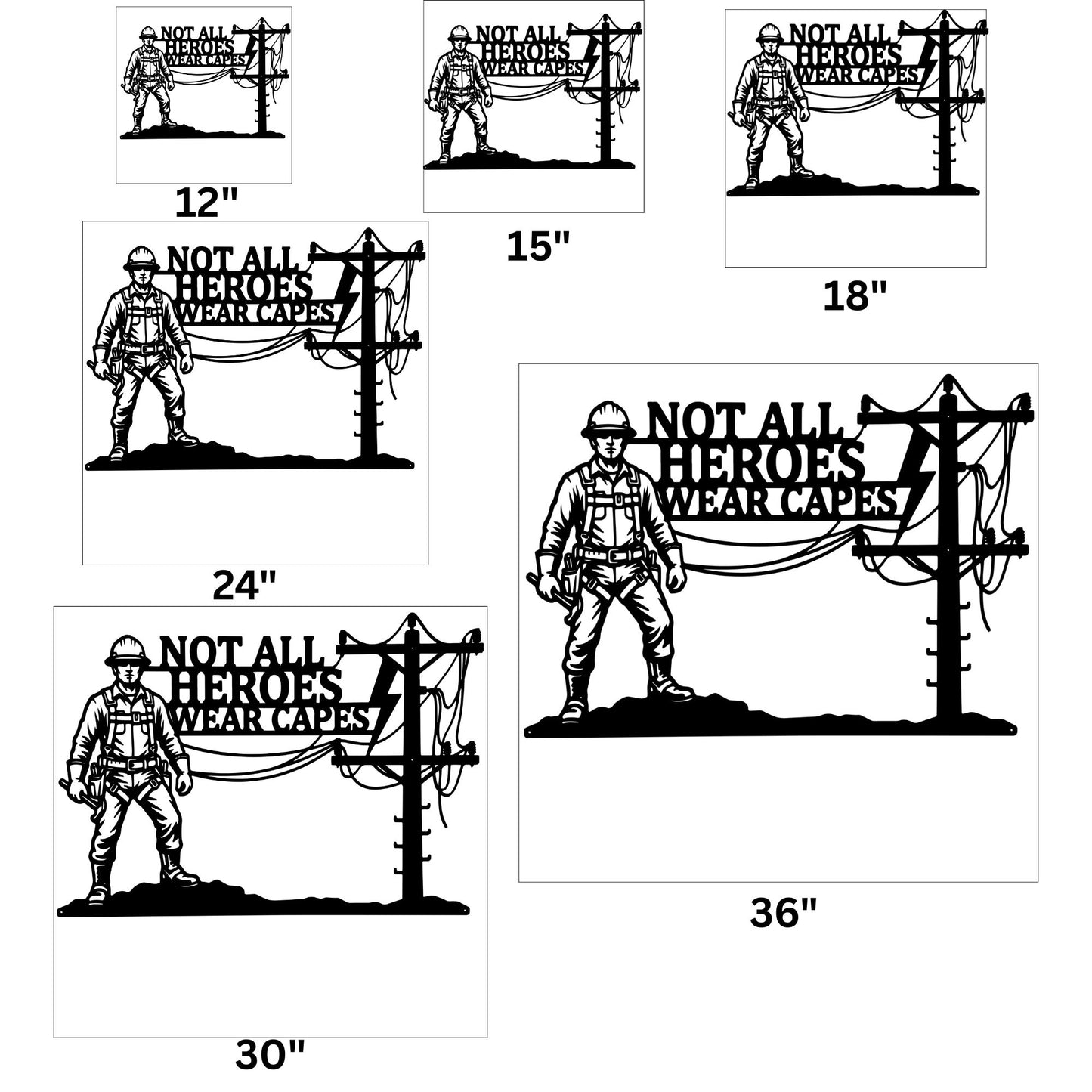 Metal Lineman Wall Art, Power Pole Silhouette Sign, Custom Essential Worker Decor, Heavy Duty Steel Utility Sign, Lineman Decor for Home