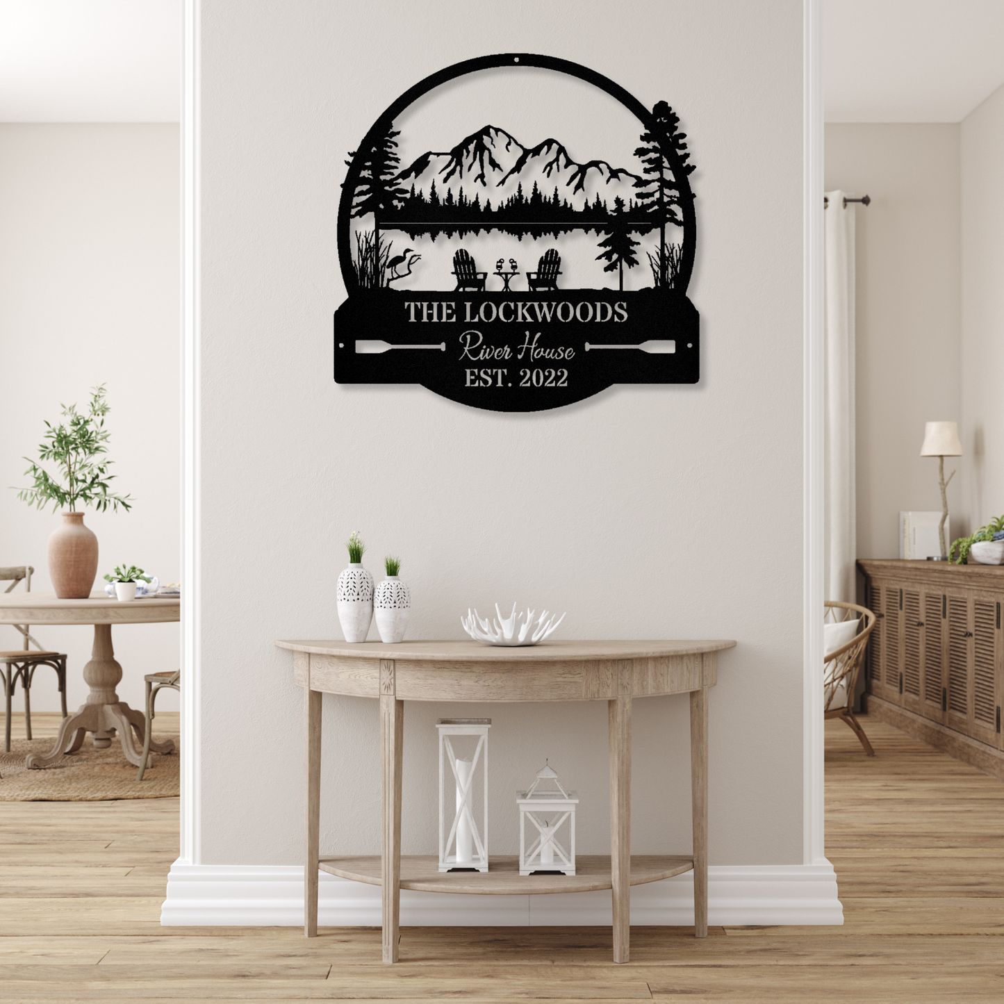 River House Cabin Wall Metal Sign, Farmhouse Metal Sign, Mountain House Sign, Family Name Sign, Pine Tree Custom Metal Sign, Grandpa Gift,