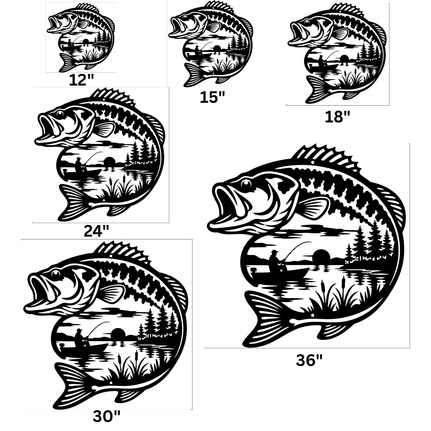 Bass Fishing Metal Wall Art, rustic lake house decor, outdoor cabin sign