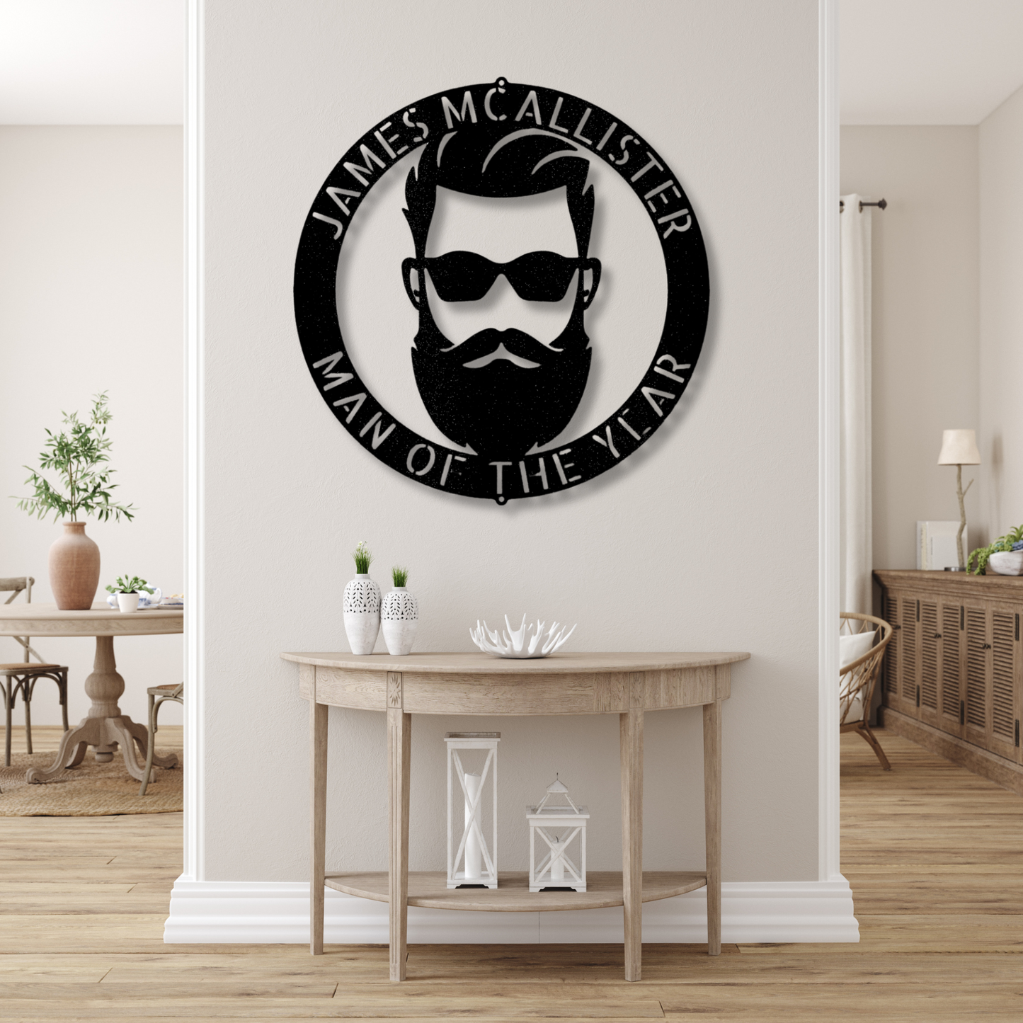 Custom Manly Metal  Sign, Personalized Bearded Face Metal Art, Birthday Gift, Man Cave Decor
