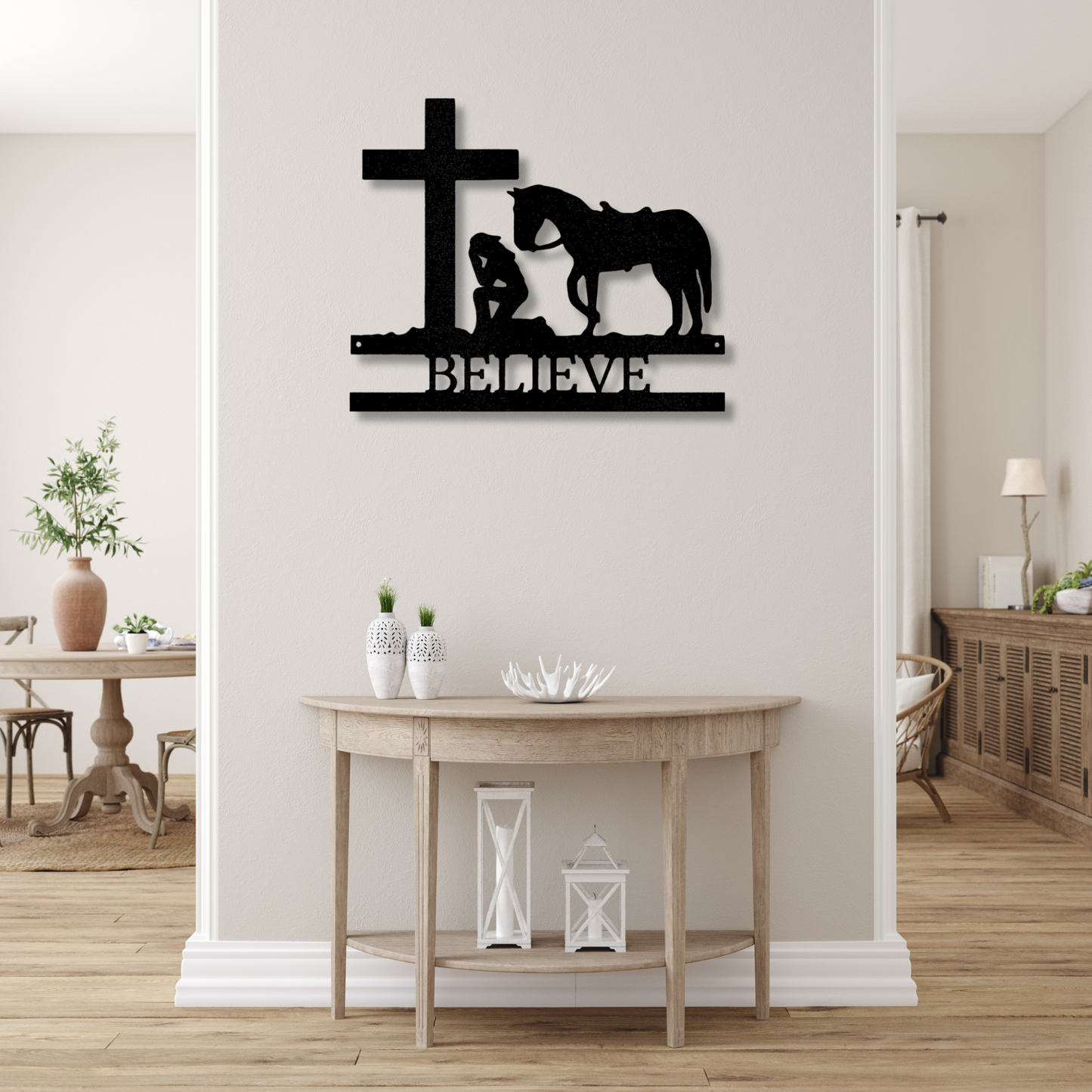 Personalized Praying Girl With A Horse Metal Steel Sign, Kneeling Girl  At A  Cross Custom Sign, Religious Farm Decor, Memorial Signs, Custom Ranch Hangings