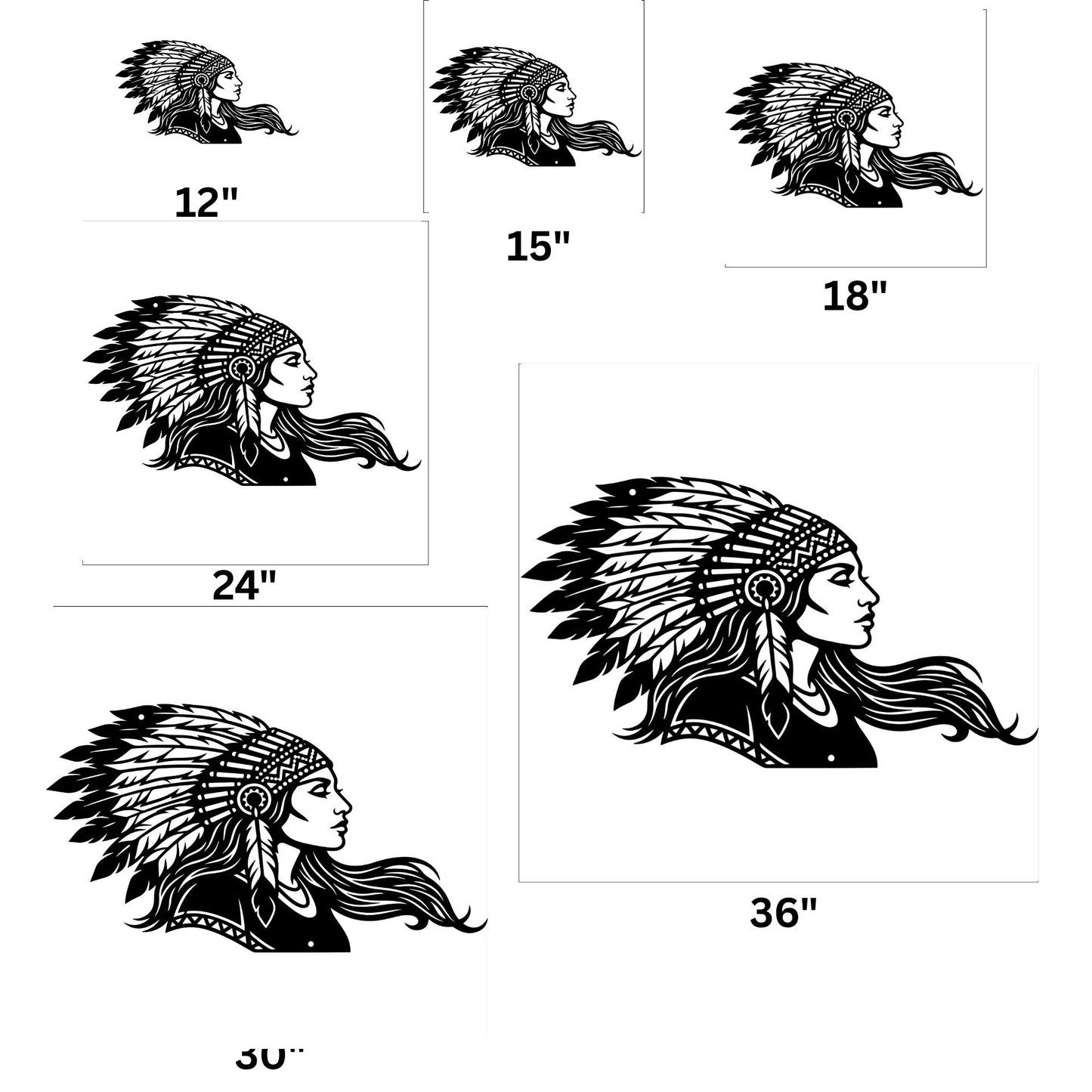 Native American Chief Profile Metal Wall Art