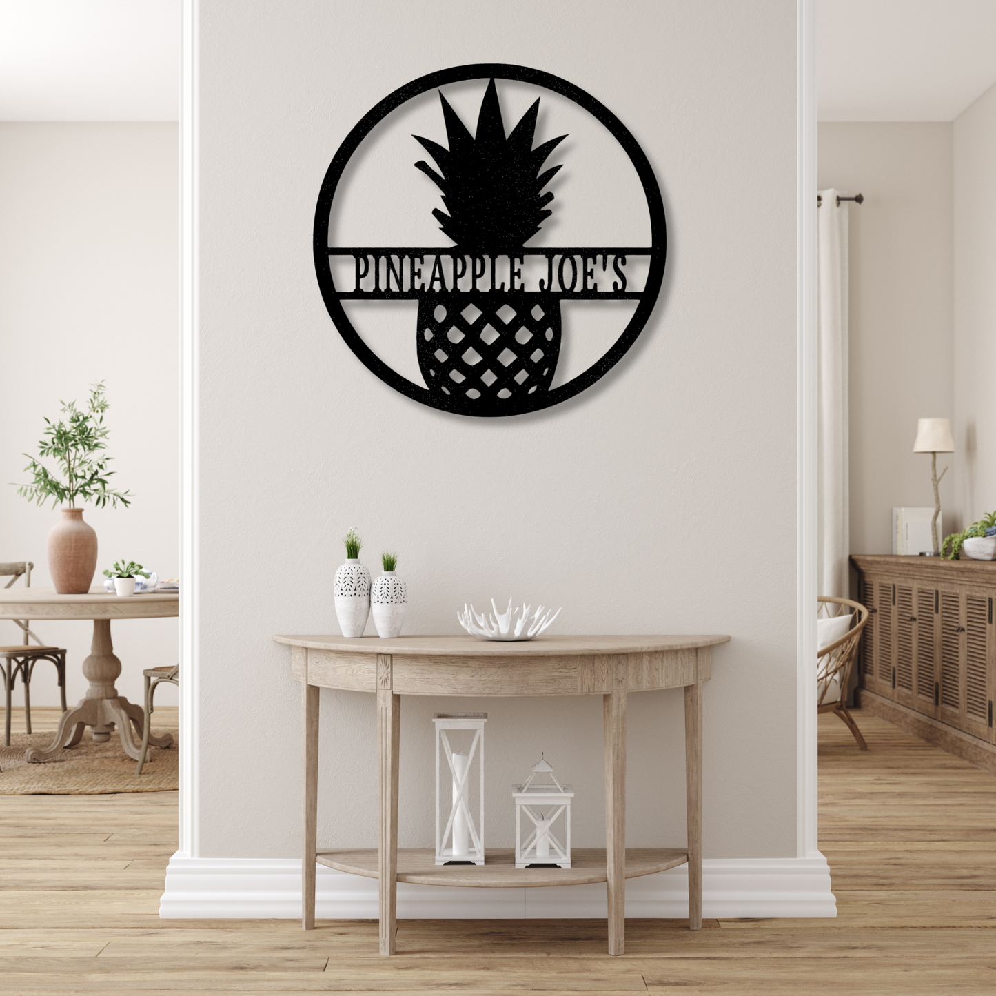 Custom  Pineapple Metal Art Sign, Personalized Pineapple Name Welcome Sign, Front Porch Hanging, Birthday Gift For Pineapple Farmer Dad