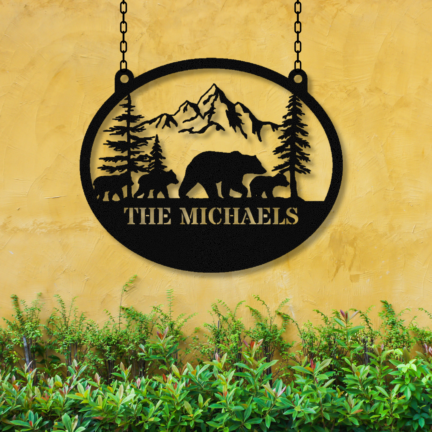 Personalized Bear and Cubs Metal Sign, Cabin Metal Sign, Housewarming Gift, Established Sign, Large Wall Art, Bear Lover Gift, Last Name Sign