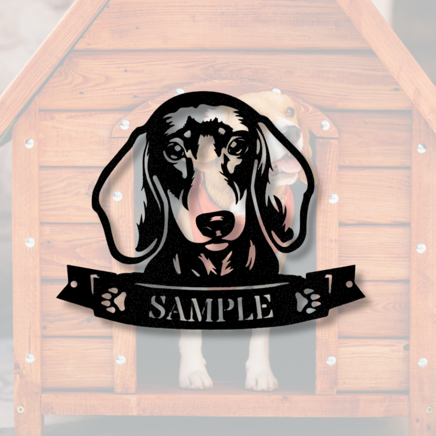 Dachshund Face Monogram Metal Sign, Dog Lover Gift, Dachshund Wall Decor, Loss Of Pet Metal Sign, Dog Name Remembrance Sign, Kennel Sign