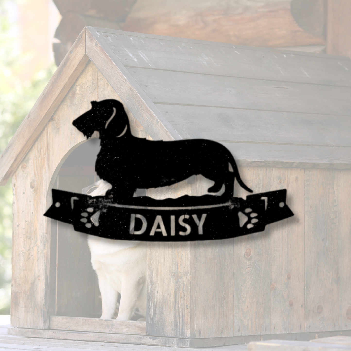 Custom Dachshund Banner Metal Sign, Personalized Dachshund Banner Monogram, Dog Memorial Decor,  Pet Lover Gift, Indoor Outdoor Hanging.