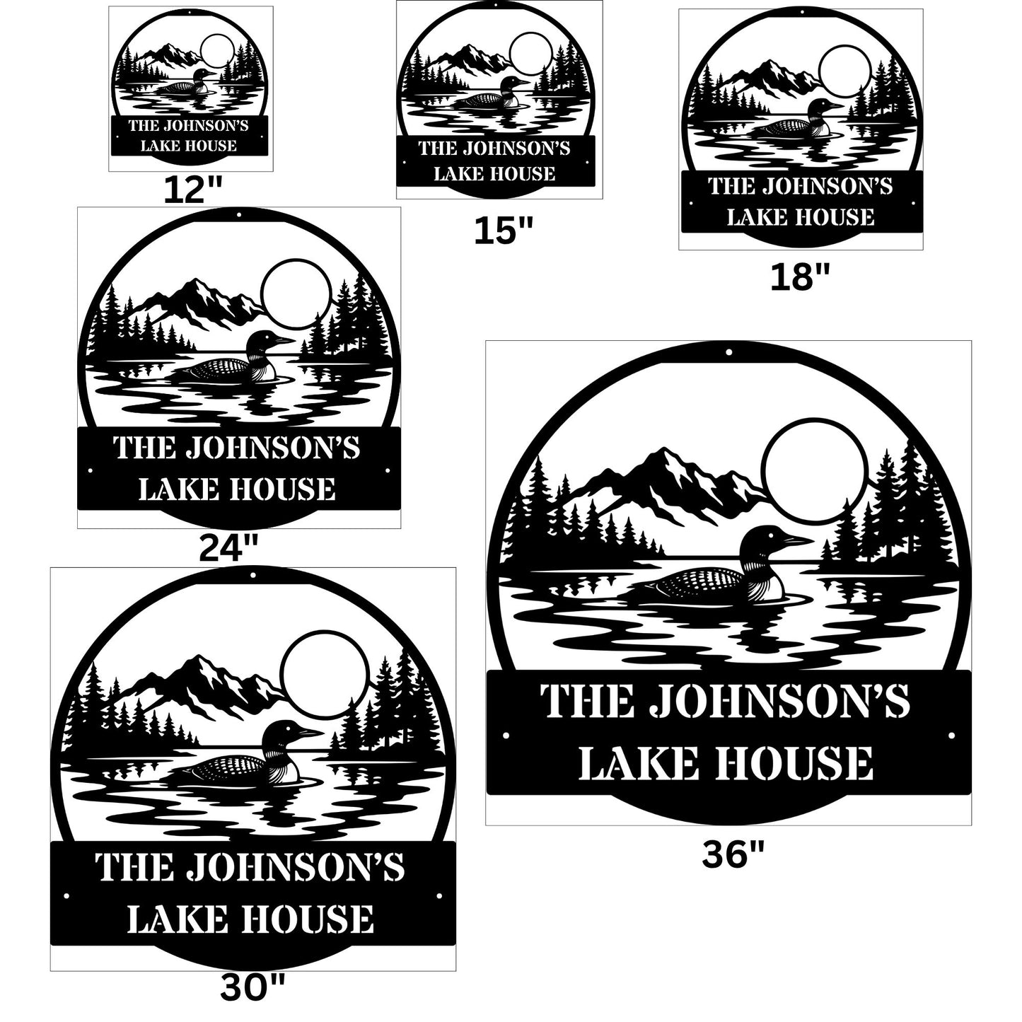 Personalized Loon Lake House Metal Sign, Custom Cabin Decor, Metal Wall Art Lake House, Outdoors Wildlife Silhouette, Lodge Gift, Lake Sign