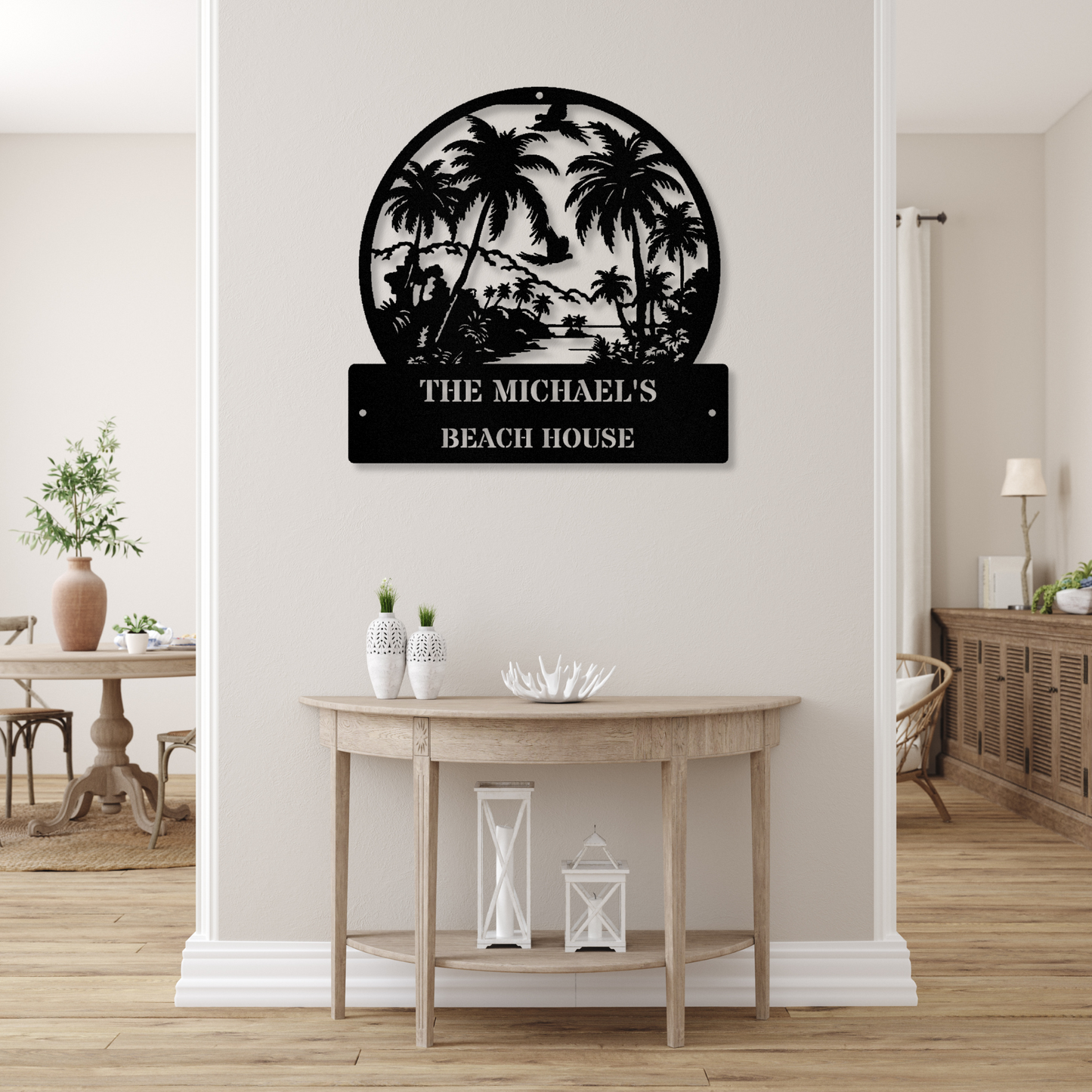 Customized Beach House Sign, Personalized Beach Wall Art, Summer Decor, Beach House Sign, Outdoor Indoor Metal Sign, Lake House Sign