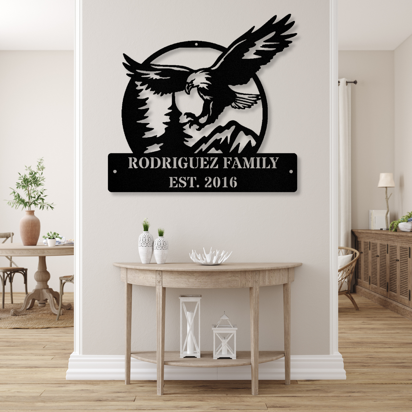 Custom Eagle Metal Sign, Family Wall Metal Sign, Patriotic Wall Hanging, Eagle Wall Decor, Last Name Wall Sign