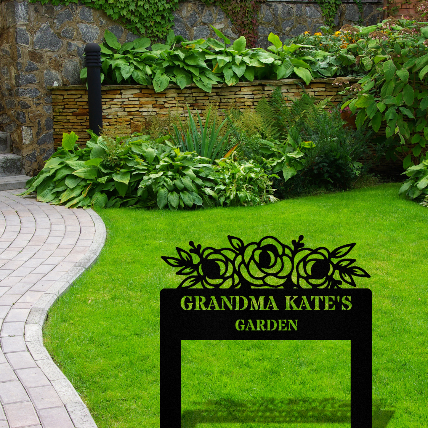 Flowers Garden Metal Stake, Name Garden Metal Sign, Garden Decor Sign, Outdoor Metal Sign, Personalized Garden Sign with Name