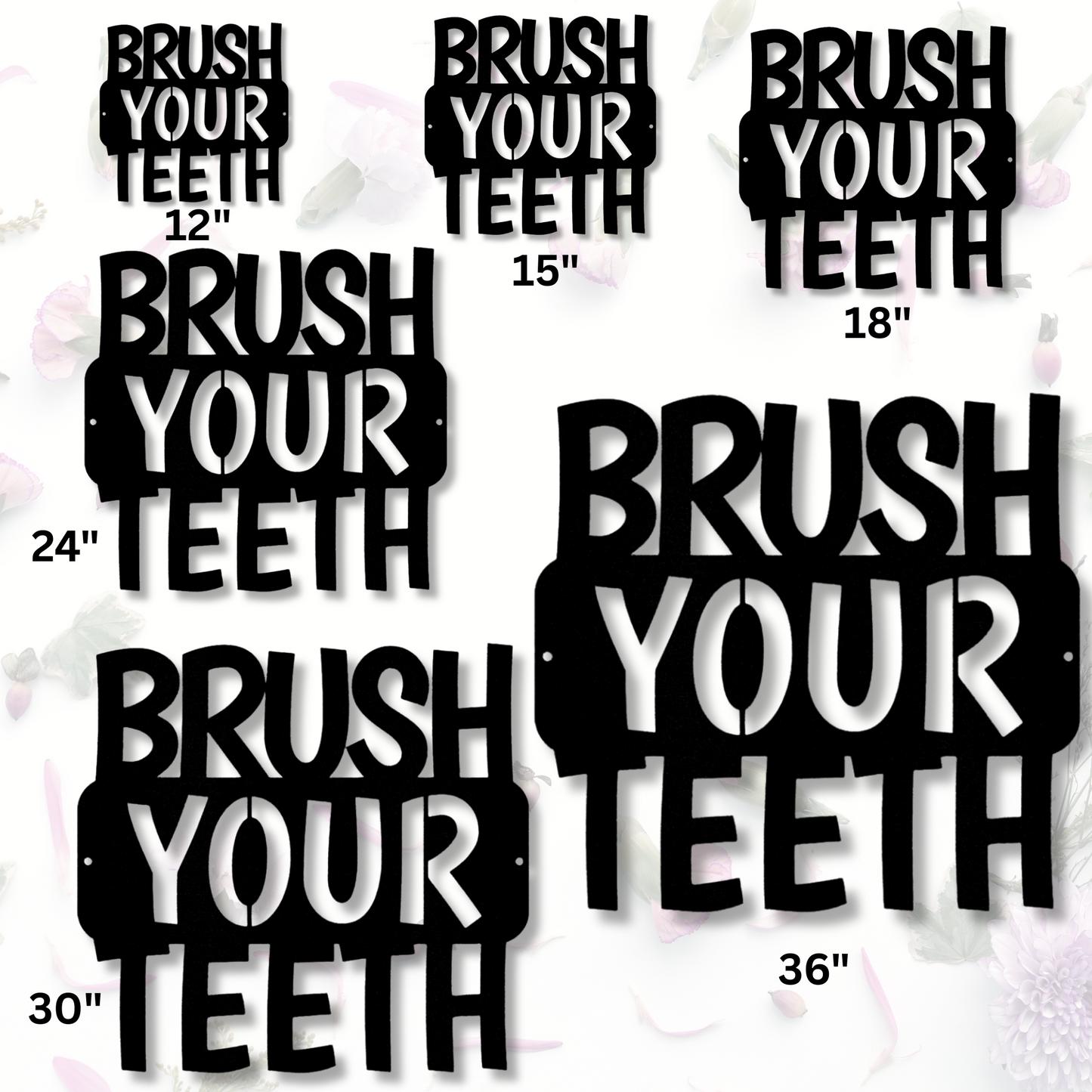 Brush Your Teeth Quote Metal Steel Sign, Bathroom Sign Wall Art Hanging, Dental Hygiene Wall Art Decor, Kids Bathroom Art Sign