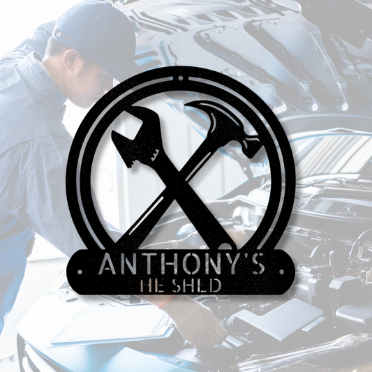 Custom Crafty Metal Sign, Personalized Crafty Monogram, Garage Wall Decor, Outdoor Wall Hanging, Birthday Gift For Mechanic Dad.