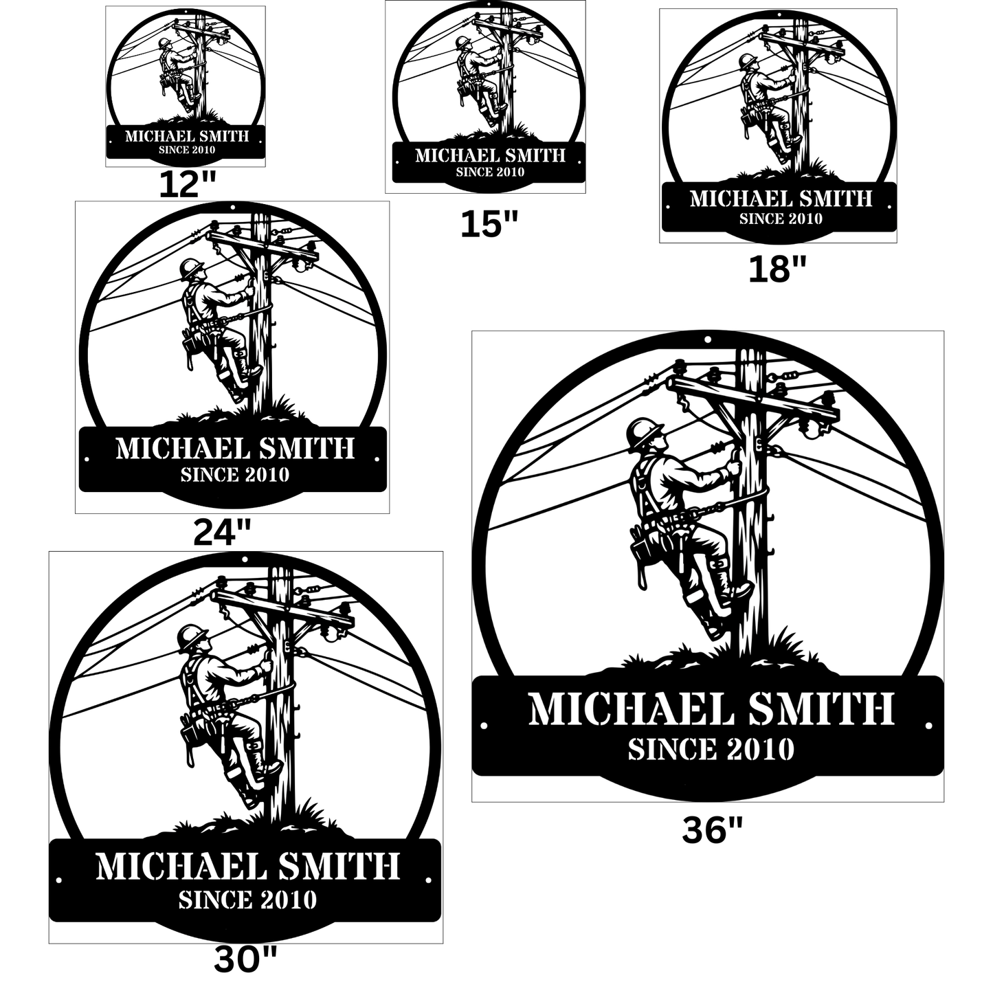 Custom Metal Lineman Sign, Personalized Power Line Worker Wall Art, Lineman Family Name Decor, Heavy Duty Steel Outdoor Sign, Gift for Lineman
