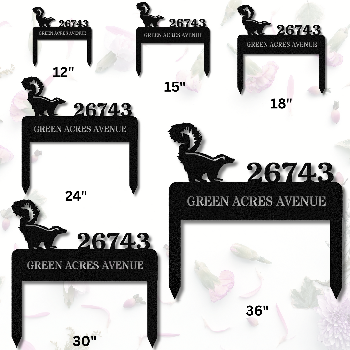 Customized Skunk Address Stake, Address Metal Sign