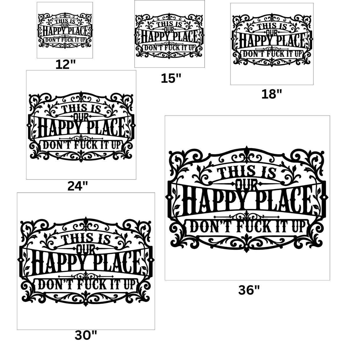 This Is Our Happy Place Metal Sign, Farmhouse Living Room Wall Decor, Vintage Typography Sign Housewarming Gift