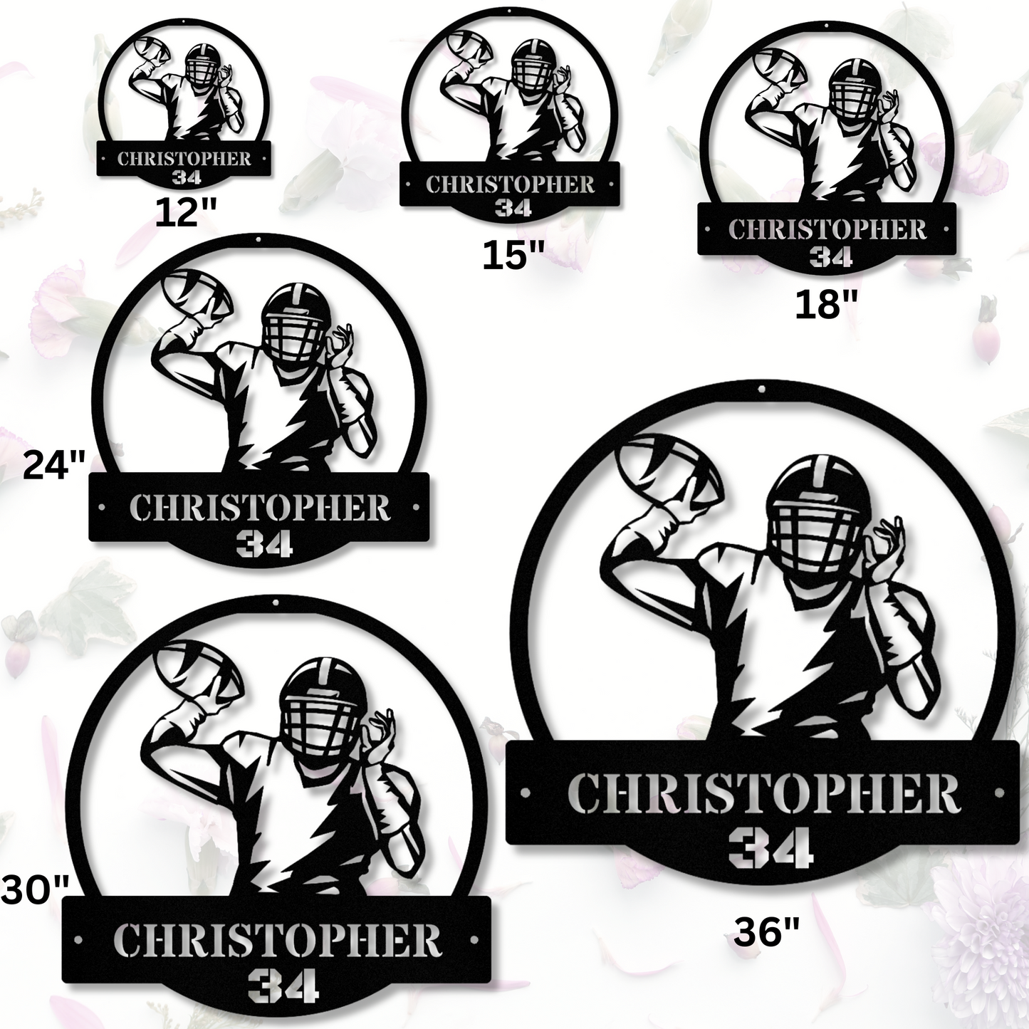 Personalized Football Player Metal Sign, Last Name and Number Metal Wall Art, American Football Metal Sign, Football Player Gift from Mom or Dad