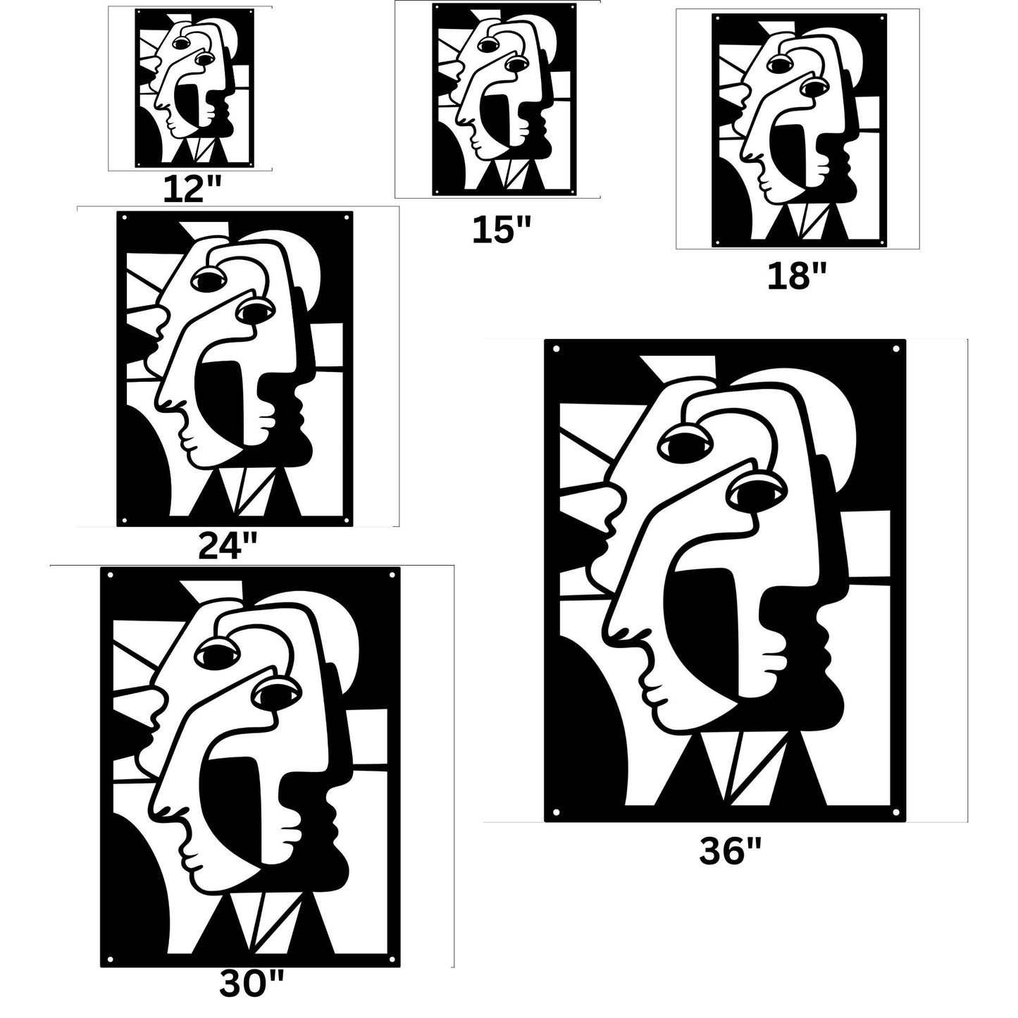 Picasso Metal Wall Art, Abstract Metal Wall Decor, Modern Cubist Art, Artistic Home Decor, Gallery Wall Art, Metal Sculpture Gift