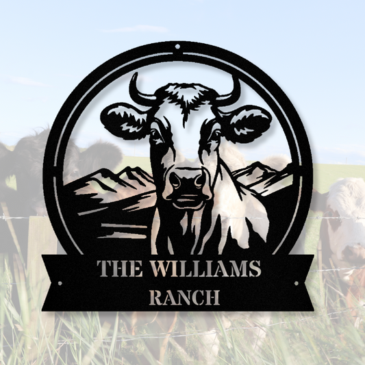 Farm Ranch Metal Sign, Farmhouse Metal Sign, Farm Address Sign, Cow Metal Sign, Cattle Wall Decor, Personalized Entance Sign, Metal Farm Sign