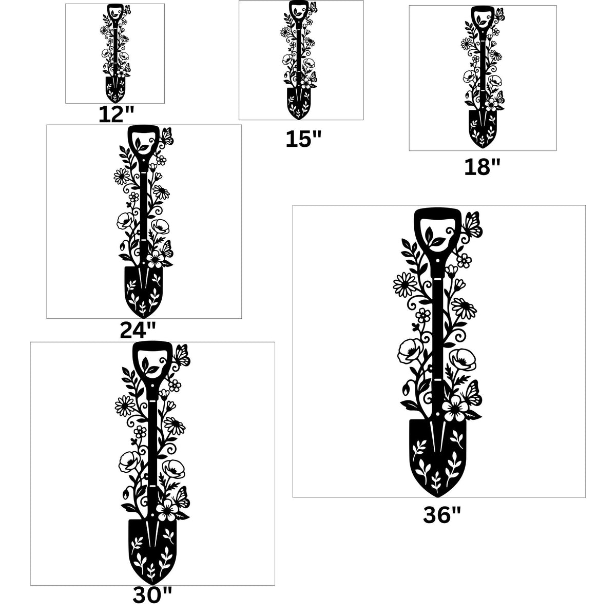 Floral Garden Key & Shovel Metal Wall Art, Rustic Rose Butterfly Decor, Custom Steel Garden Sign, Outdoor Patio Wall Hangings