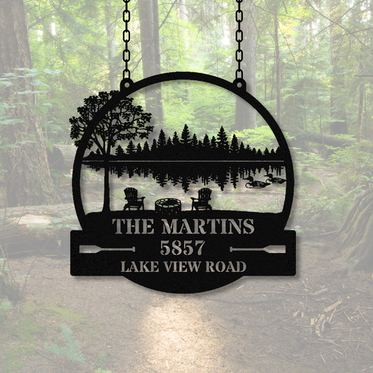 Customized Lake House Address Metal Sign, Loon Themed Sign, River House Sign, Hanging Metal Sign, Last Name Sign, Housewarming Gift