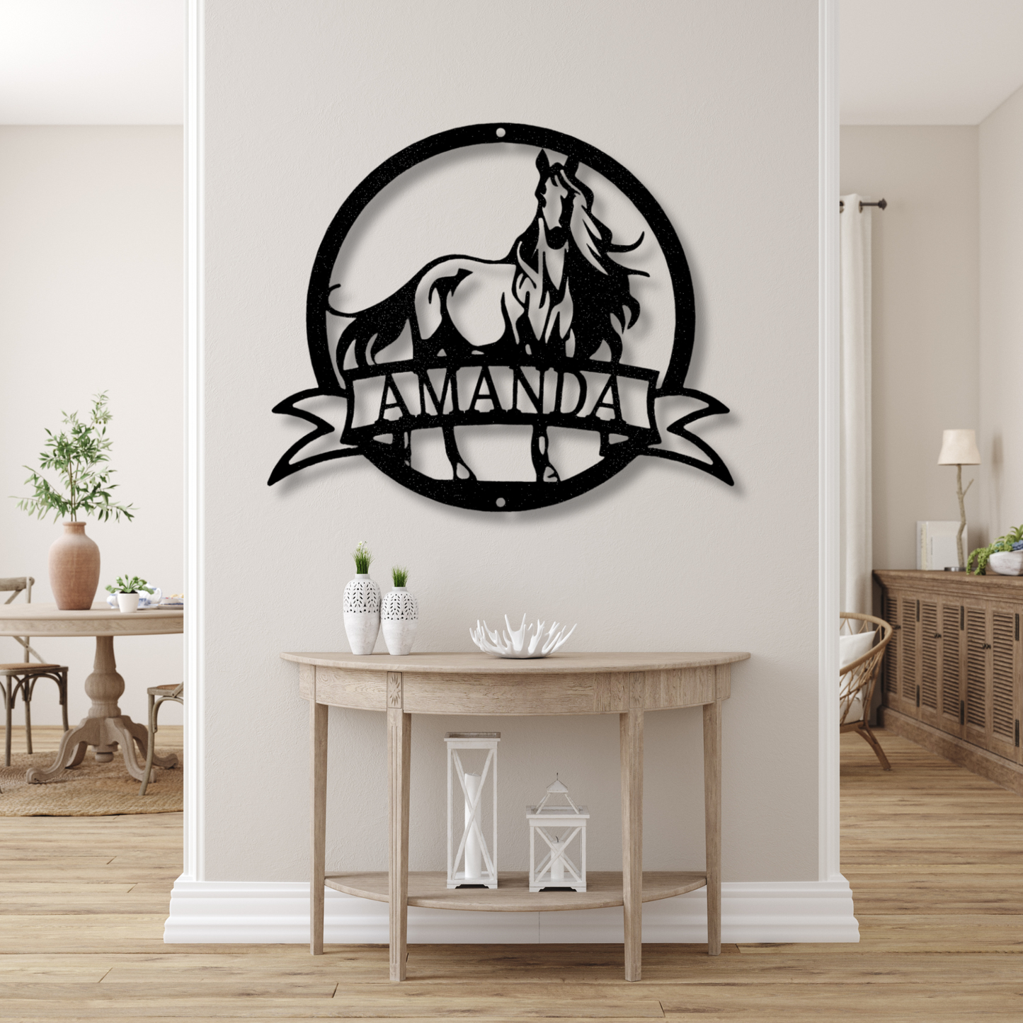 Custom Majestic Horse Steel Sign, Personalized Majestic Horse Metal Sign, Birthday Gift For Horse Lover, Living Room Decor, Indoor Wall Hanging.