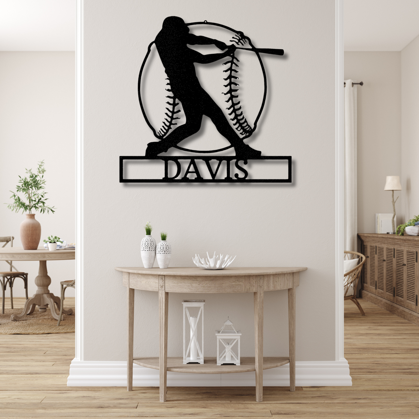 Custom Name Baseball Sign, Home Run Monogram, Baseball Metal Sign, Grandson Gift, Baseball Lover Gift, Personalized Metal Sign