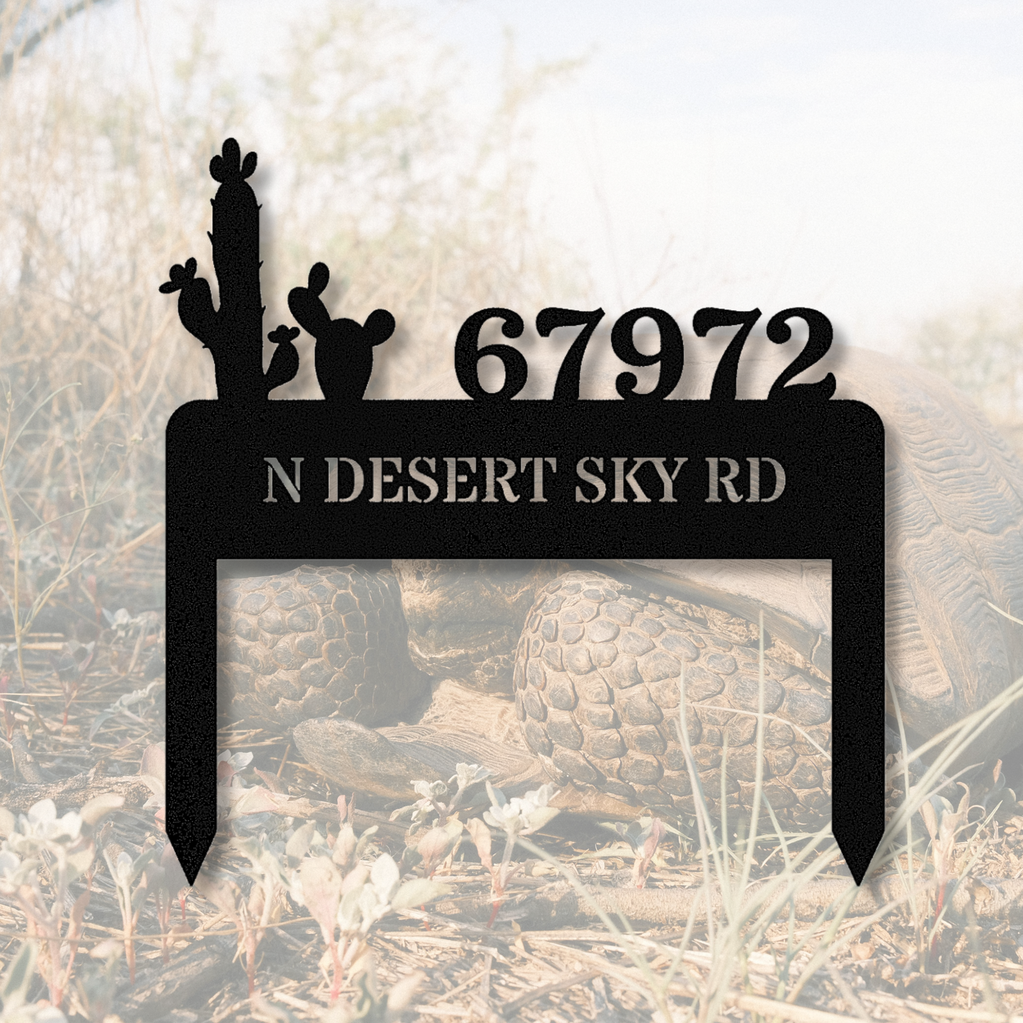 Saguaro Cactus Address Metal Stake Sign, Horizontal Address Sign, Desert Address Signage, House Address, Customized Metal House Number Stake