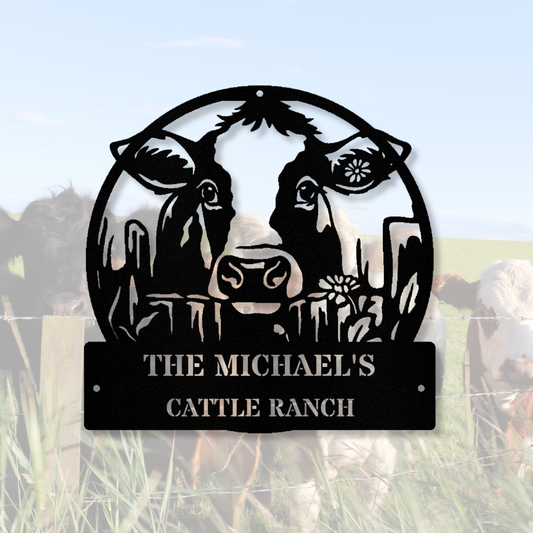 Personalized Cattle Ranch Metal Sign, Farmhouse Metal Sign, Last Name Metal Sign, Ranch Cabin Metal Art, Wall Hanging, Farmer Gift